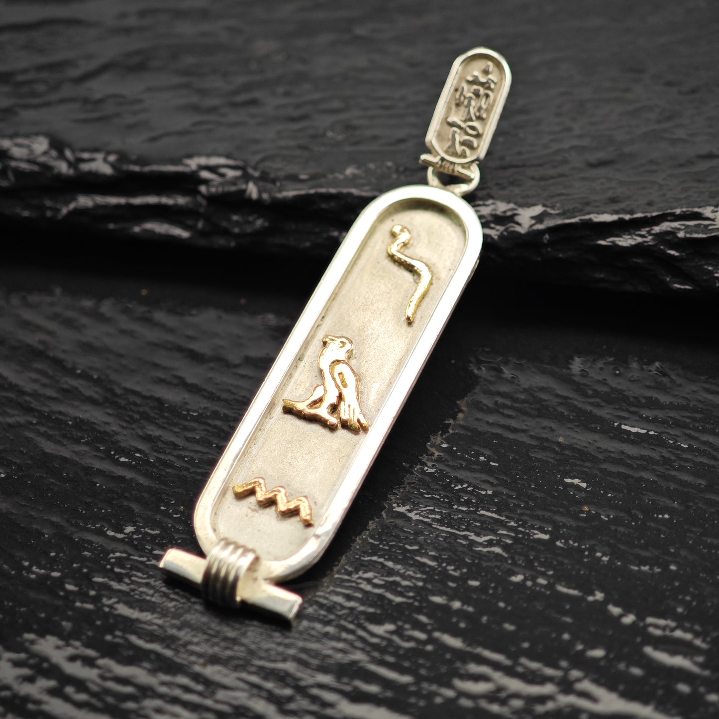Egyptian Cartouche Gold Accent Sterling Silver P2931