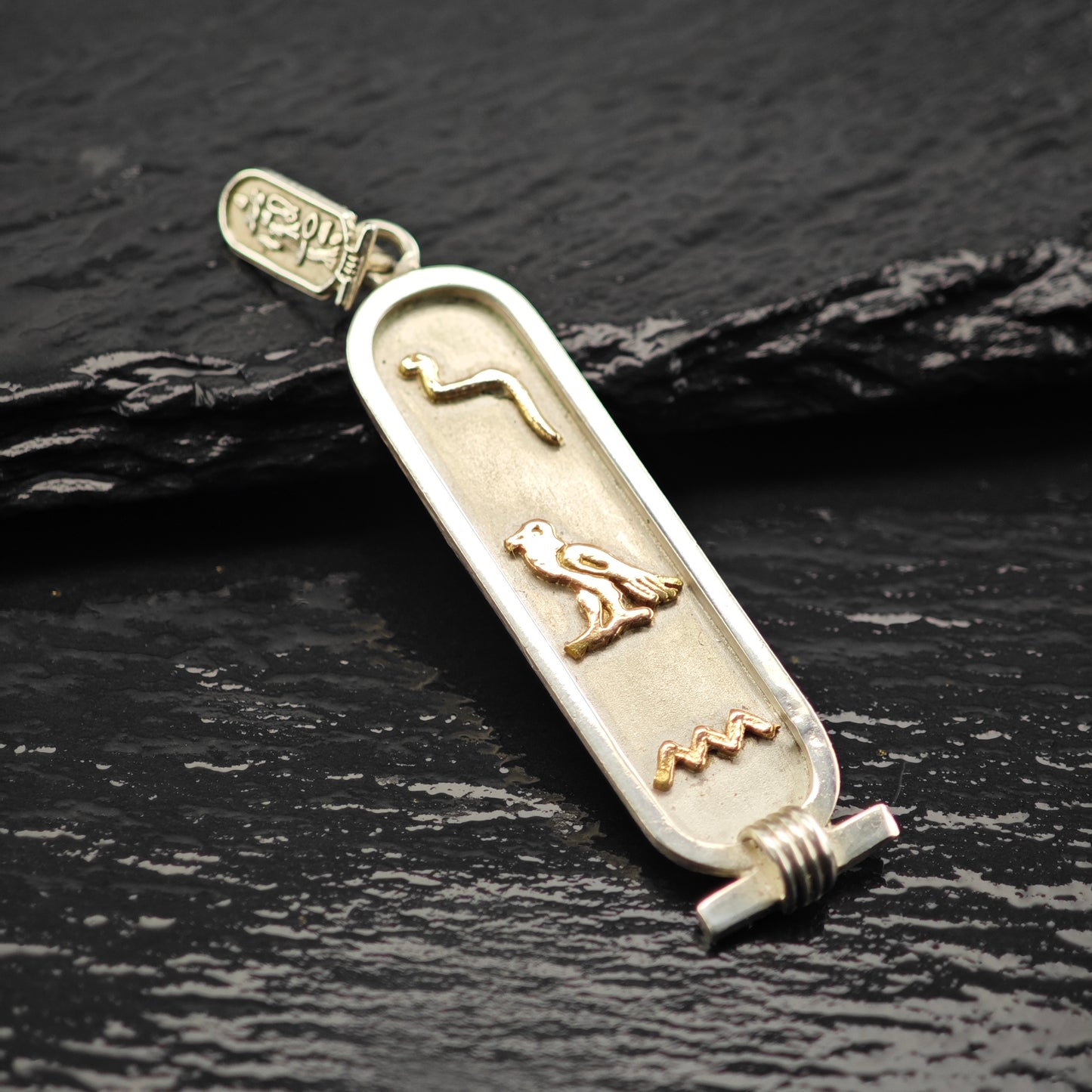 Egyptian Cartouche Gold Accent Sterling Silver P2931