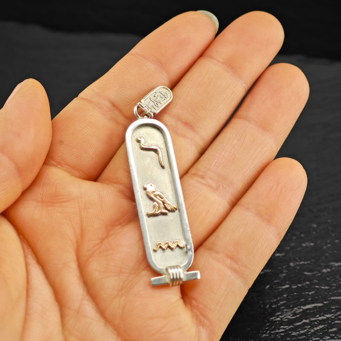 Egyptian Cartouche Gold Accent Sterling Silver P2931