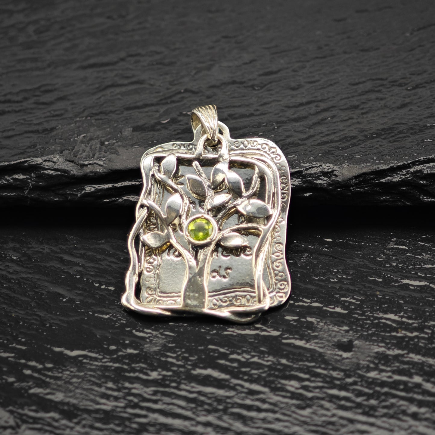 Israel Didae Peridot Family Tree Pendant Sterling Silver P2934