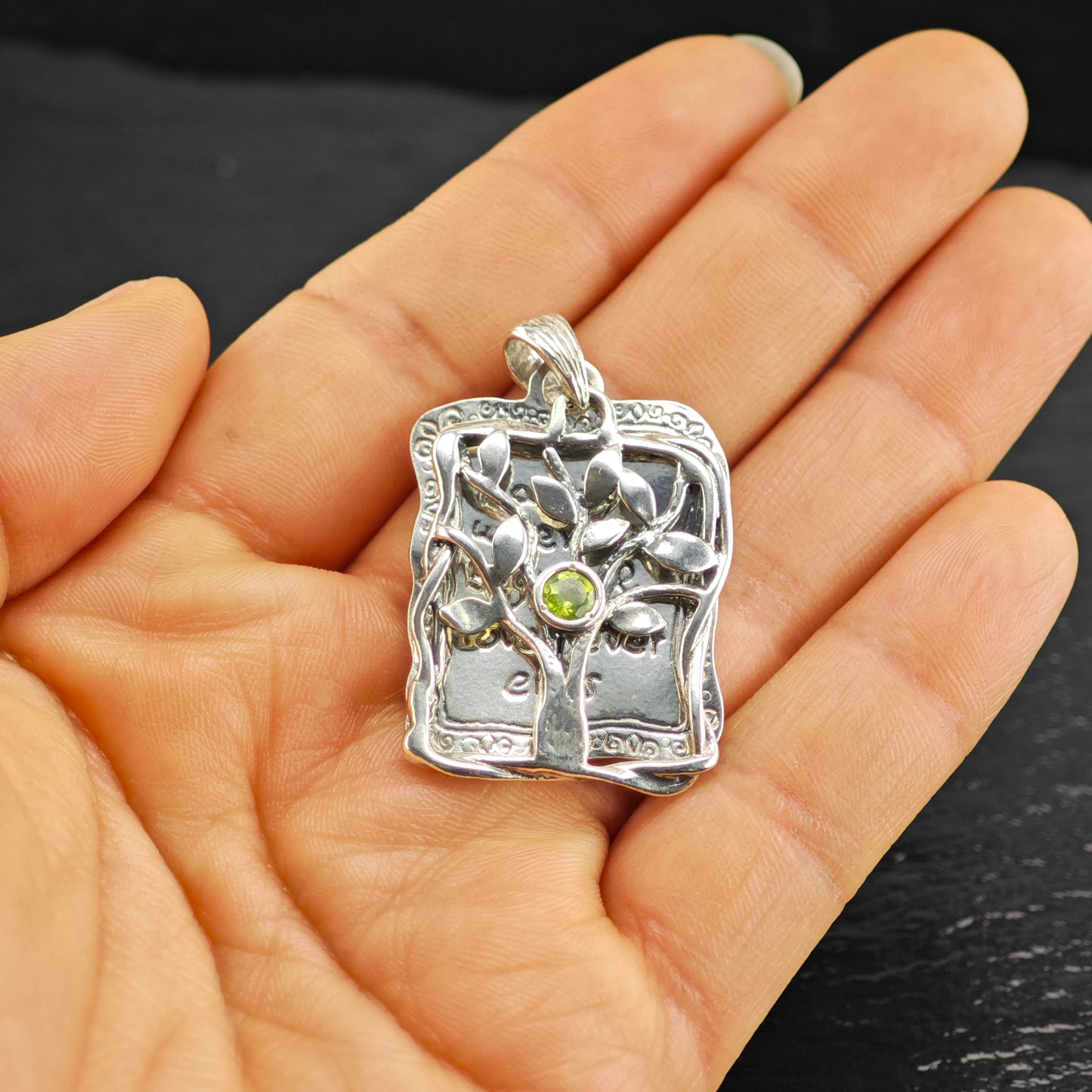Israel Didae Peridot Family Tree Pendant Sterling Silver P2934