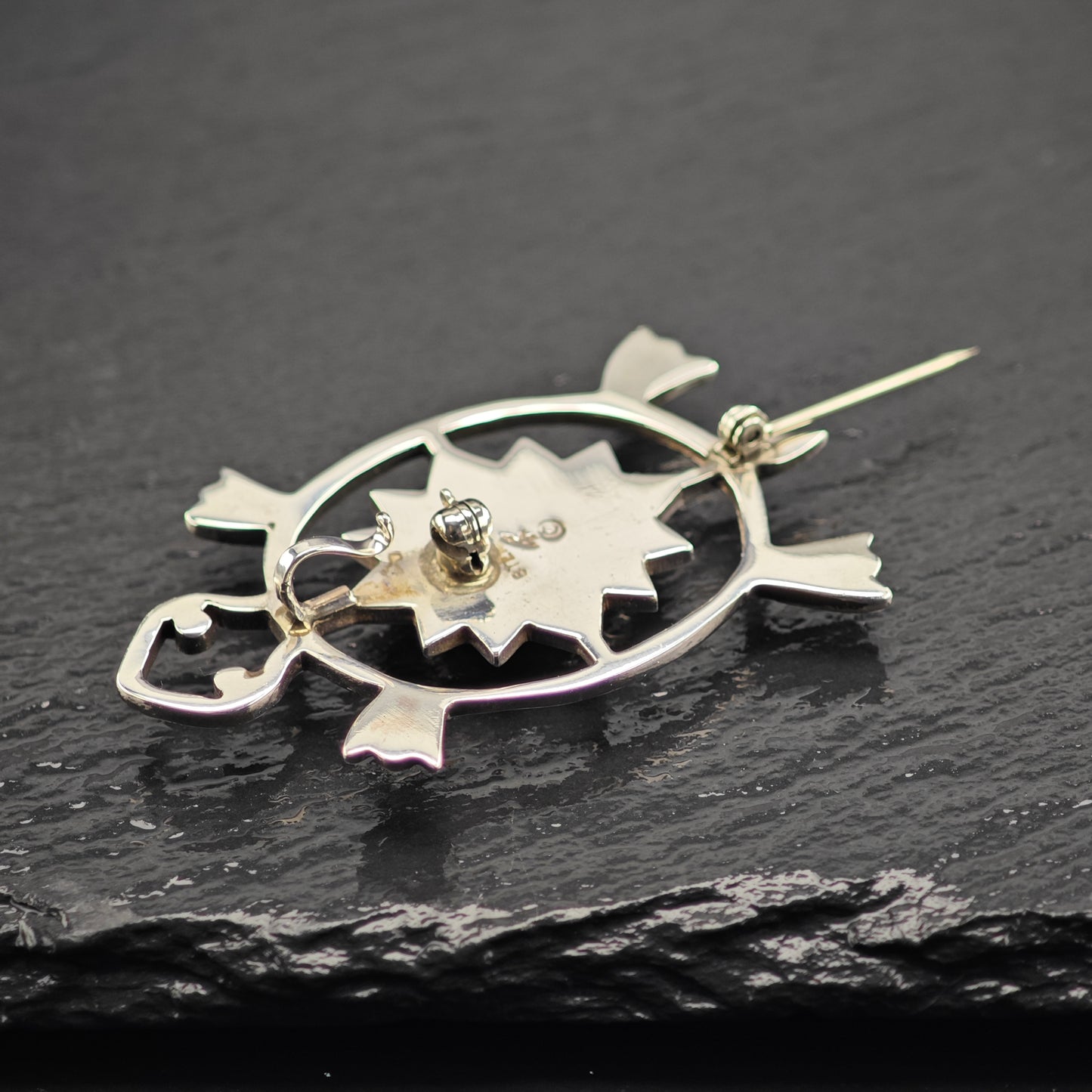 Sw Turtle Inlay Pendant/Brooch Sterling Silver P2937