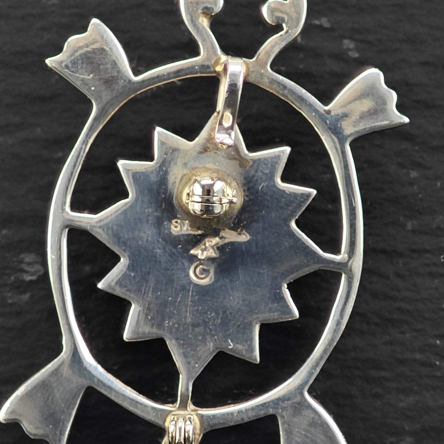 Sw Turtle Inlay Pendant/Brooch Sterling Silver P2937