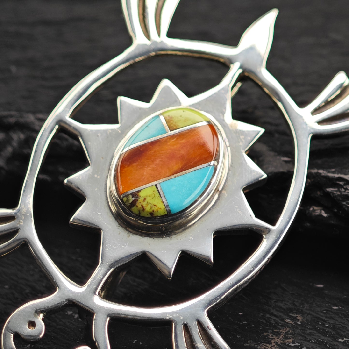 Sw Turtle Inlay Pendant/Brooch Sterling Silver P2937