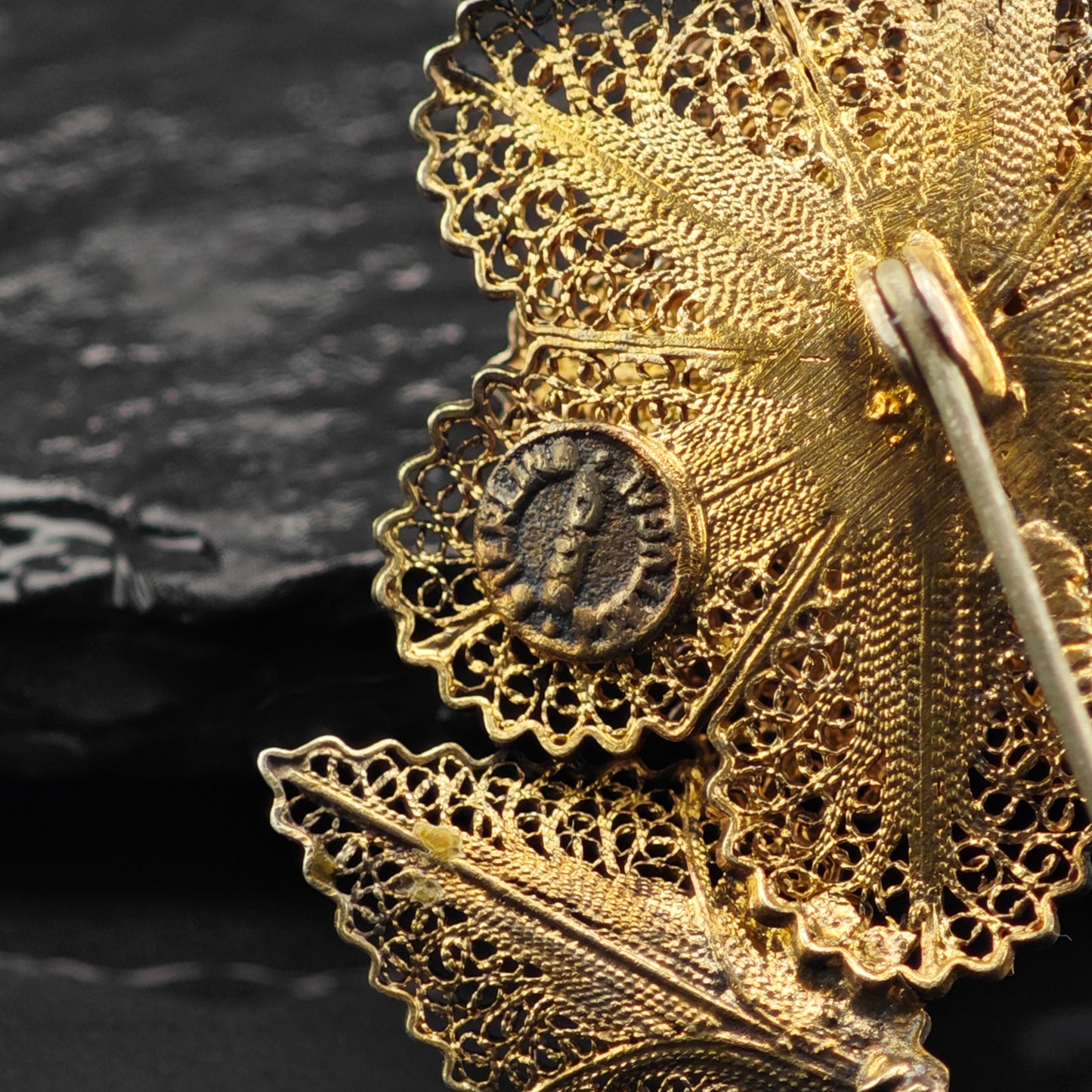 Vintage Gold Gilded Rose Brooch Sterling Silver B2150