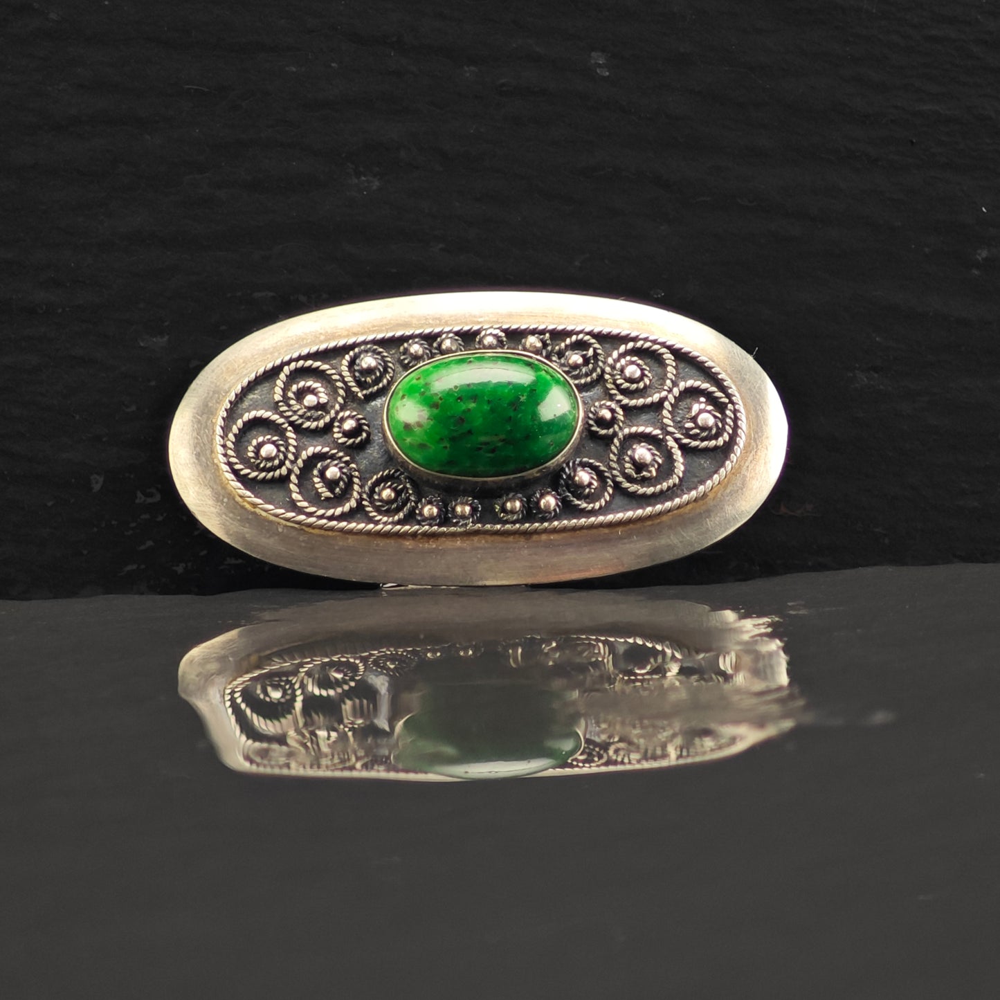 Israeli Eilat Stone Brooch Sterling Silver B2154