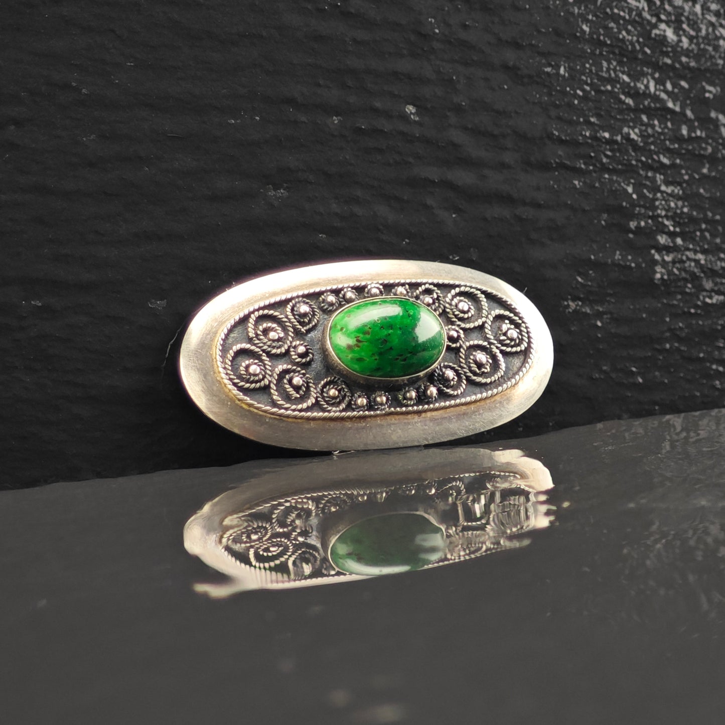 Israeli Eilat Stone Brooch Sterling Silver B2154
