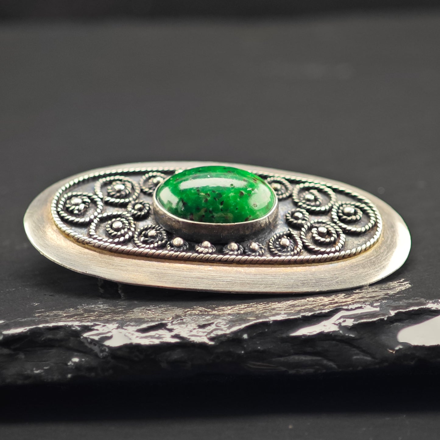 Israeli Eilat Stone Brooch Sterling Silver B2154