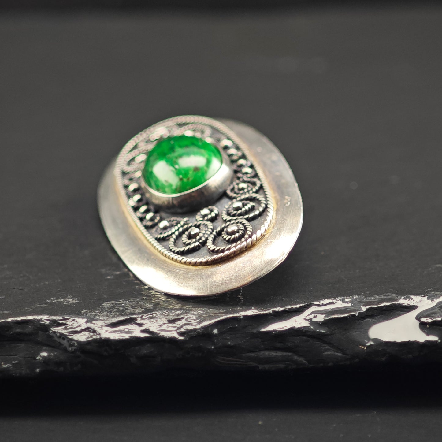 Israeli Eilat Stone Brooch Sterling Silver B2154