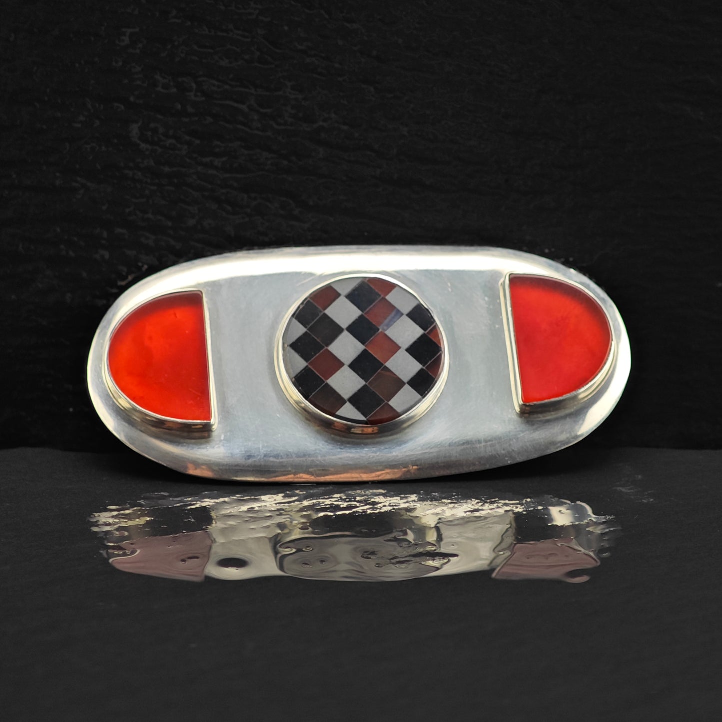 GFMW Mid Century Multistone Brooch Sterling Silver B2155