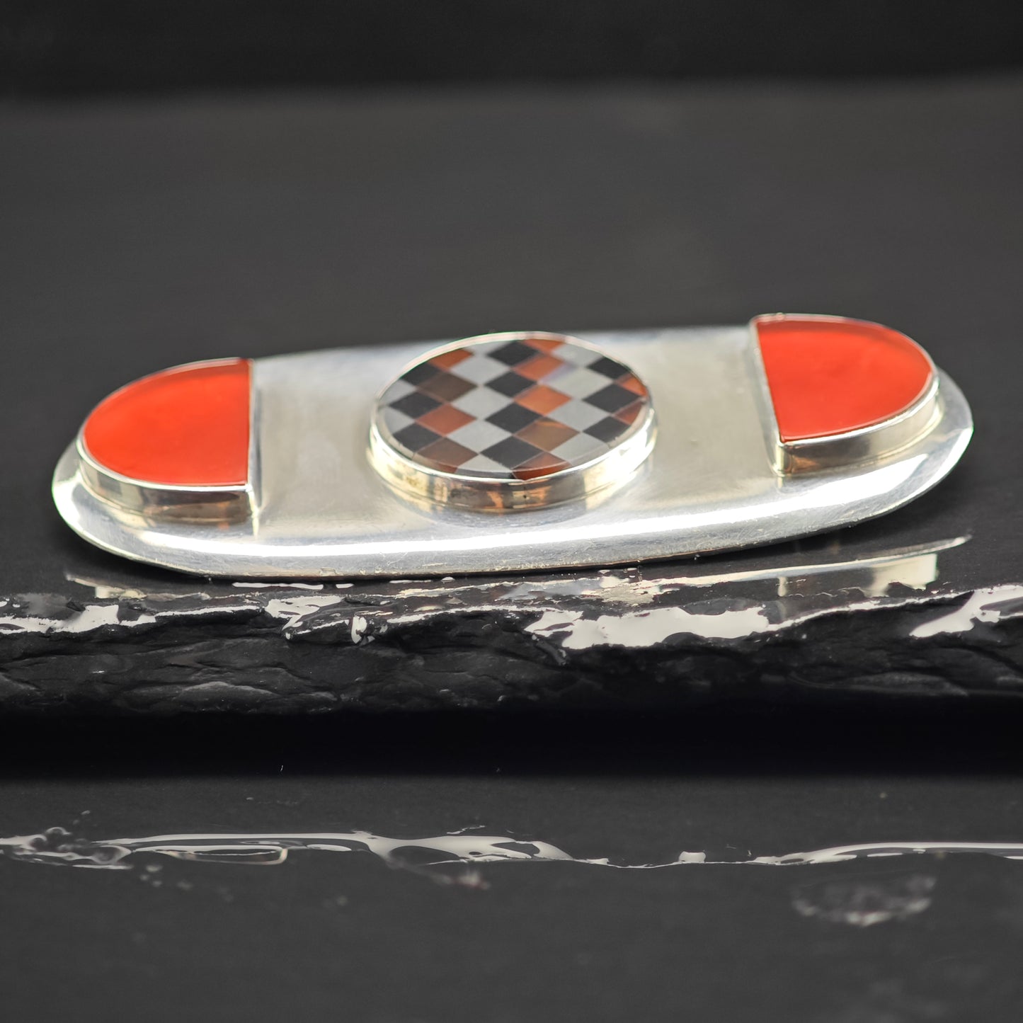 GFMW Mid Century Multistone Brooch Sterling Silver B2155