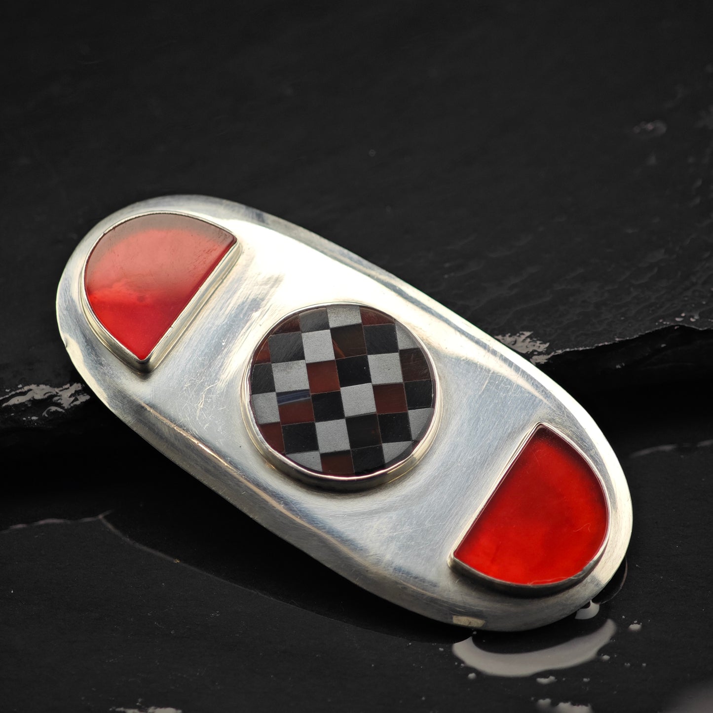 GFMW Mid Century Multistone Brooch Sterling Silver B2155