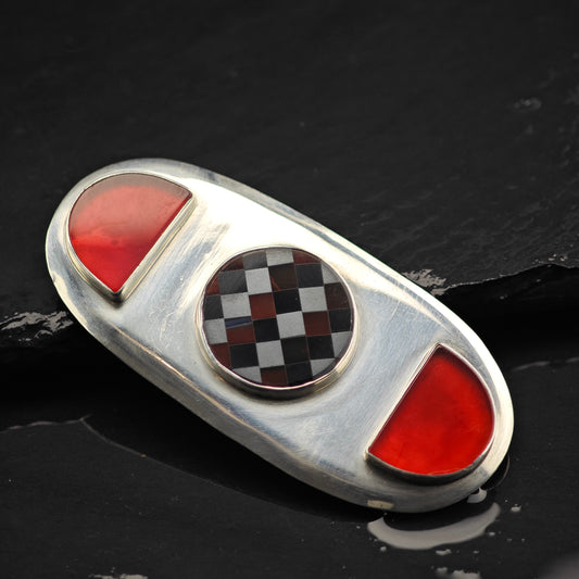 GFMW Mid Century Multistone Brooch Sterling Silver B2155