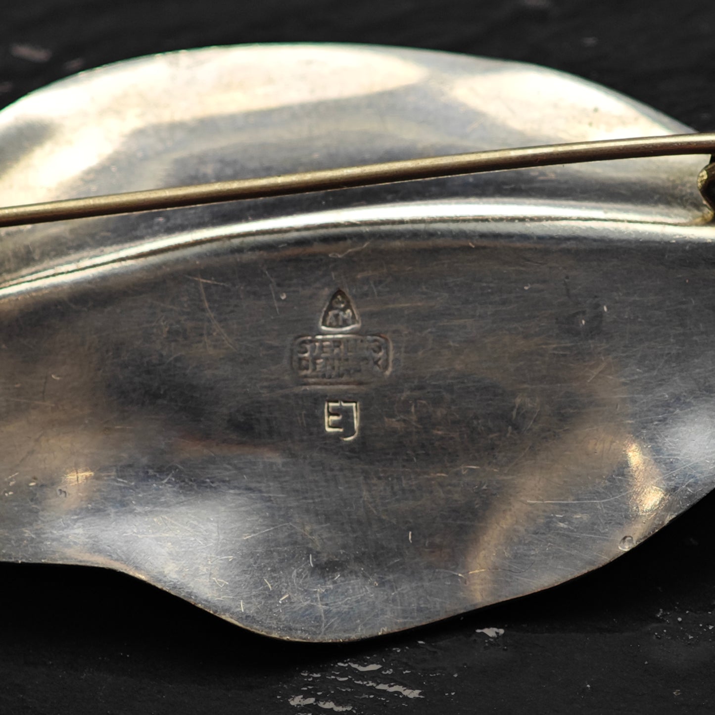 Denmark Enamel Leaf Brooch Sterling Silver B2161