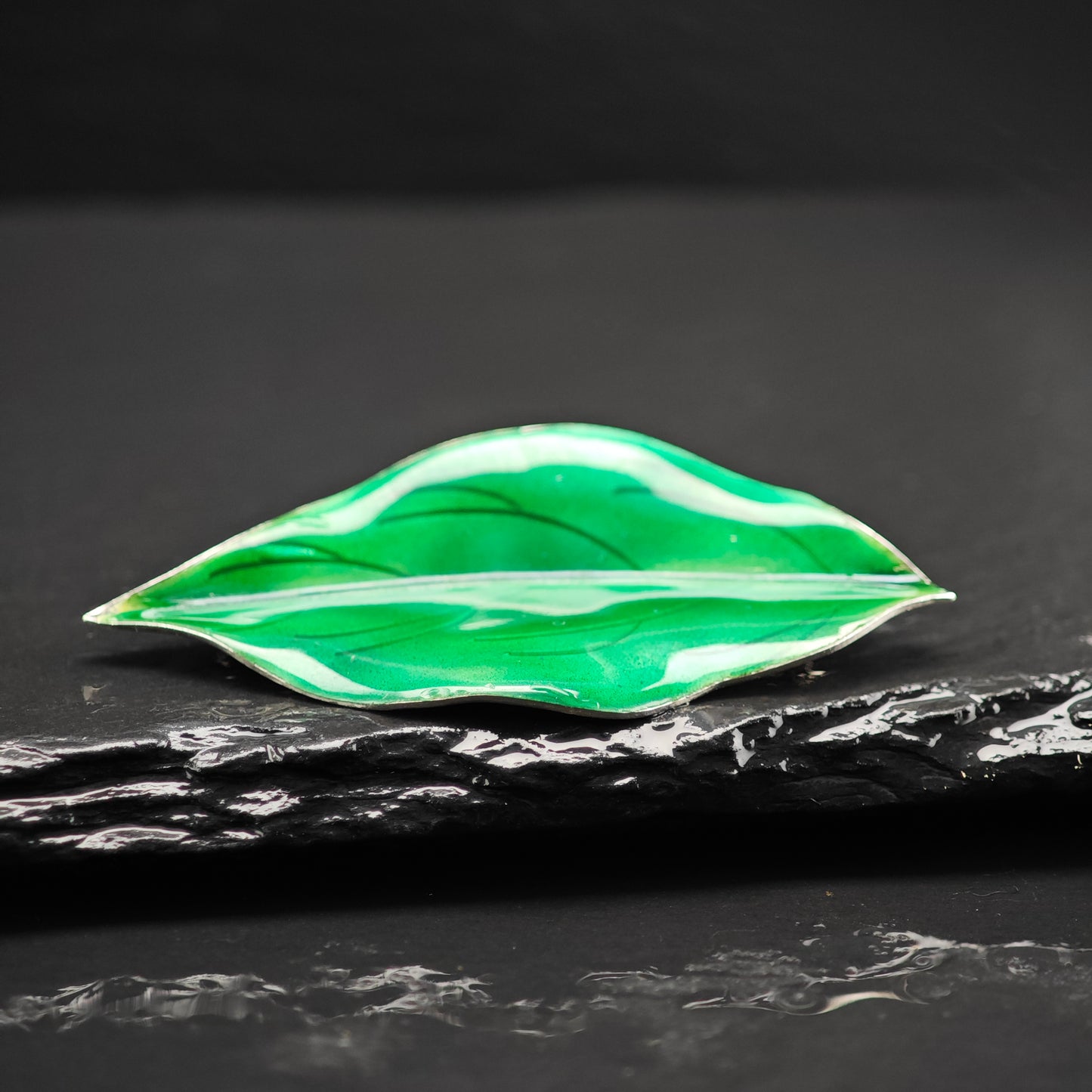 Denmark Enamel Leaf Brooch Sterling Silver B2161