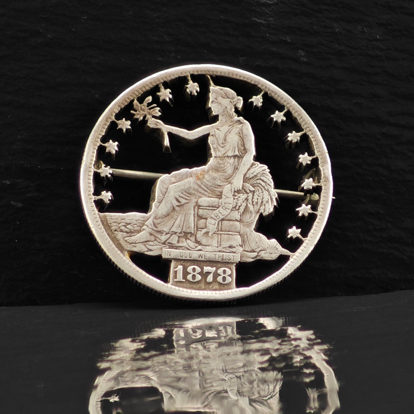 1878 Morgan Silver Dollar Brooch Sterling Silver B2164