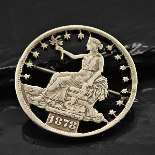 1878 Morgan Silver Dollar Brooch Sterling Silver