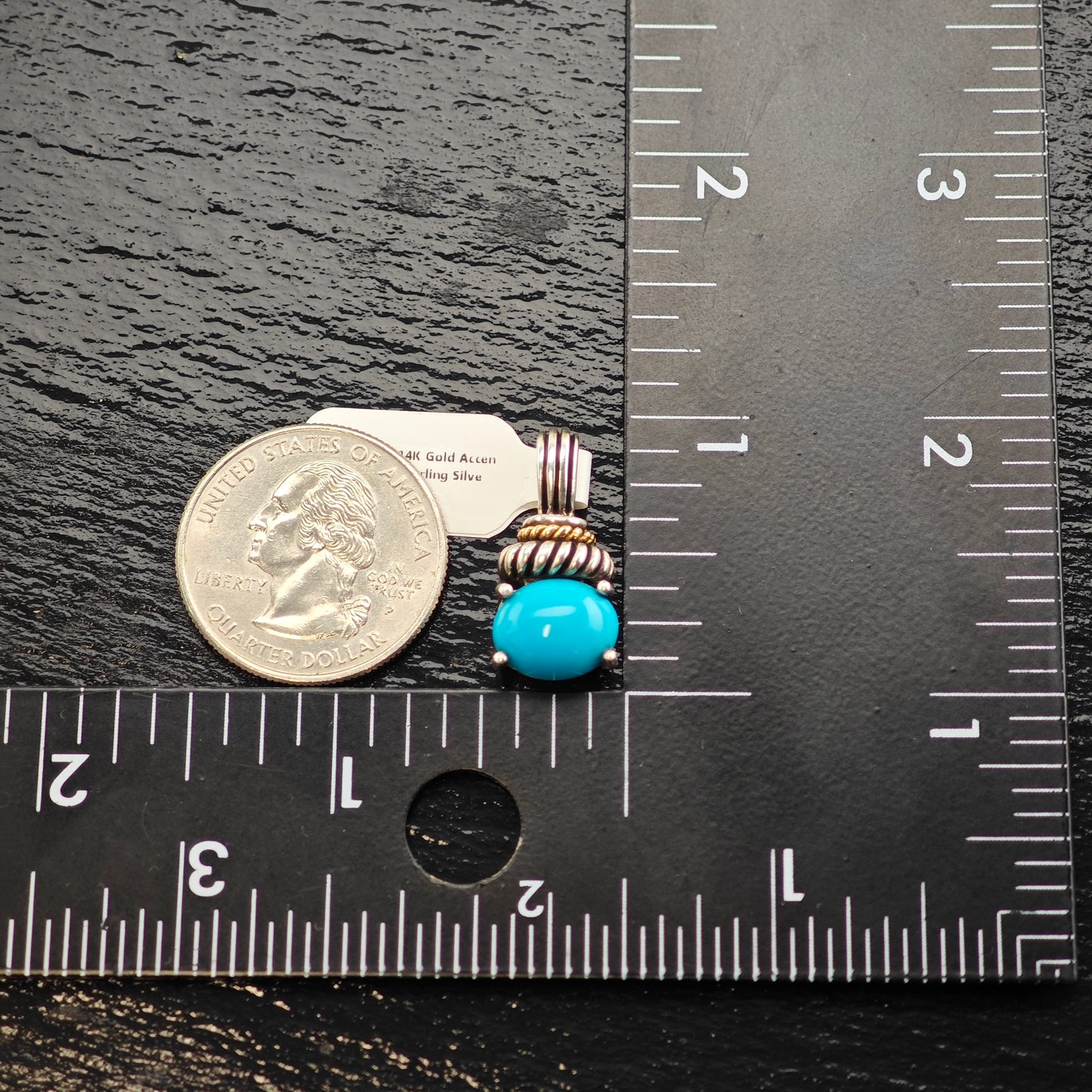 Turquiose 14K Gold Accent Pendant Sterling Silver P2908