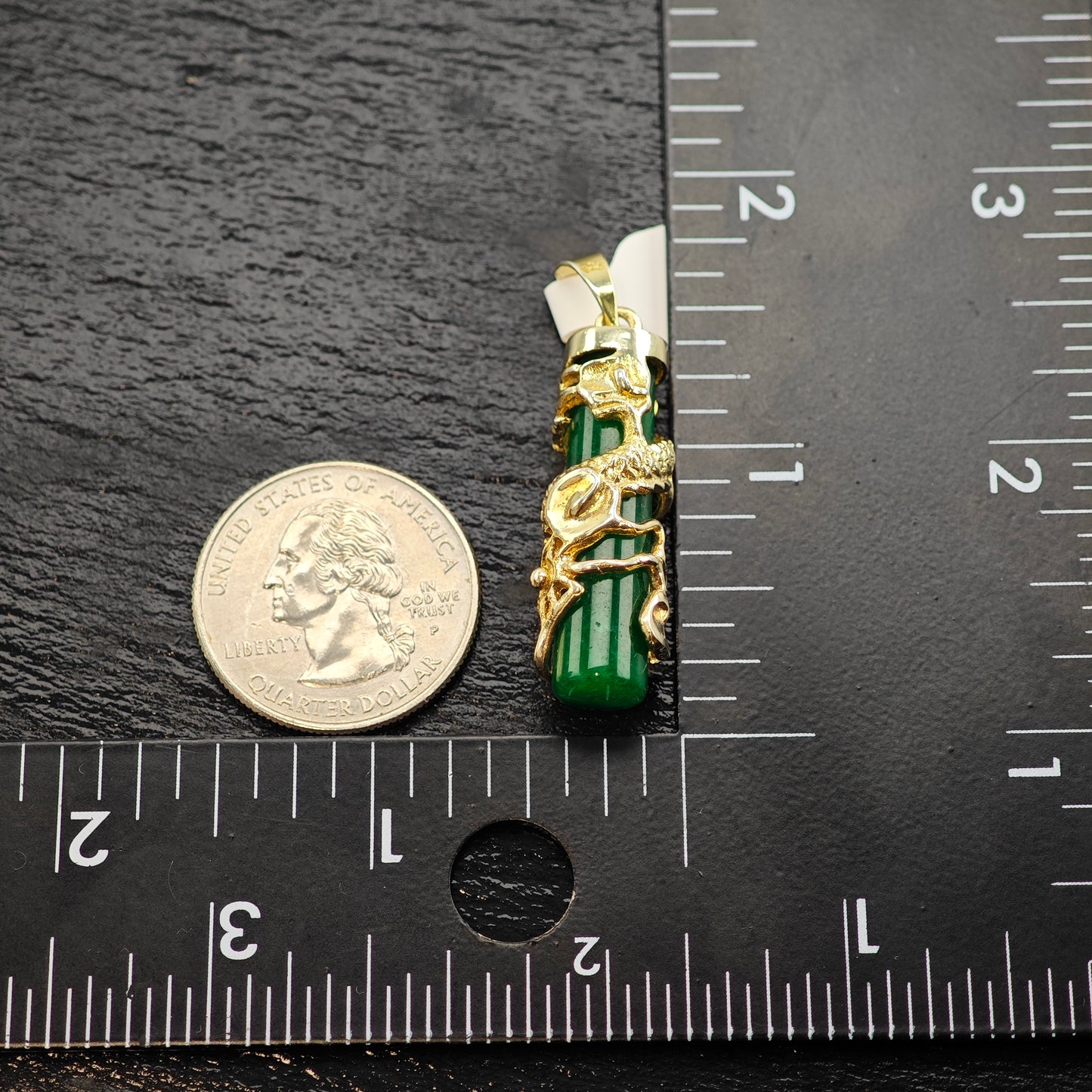 Jade Gold Plated Dragon Pendant Sterling Silver P2918