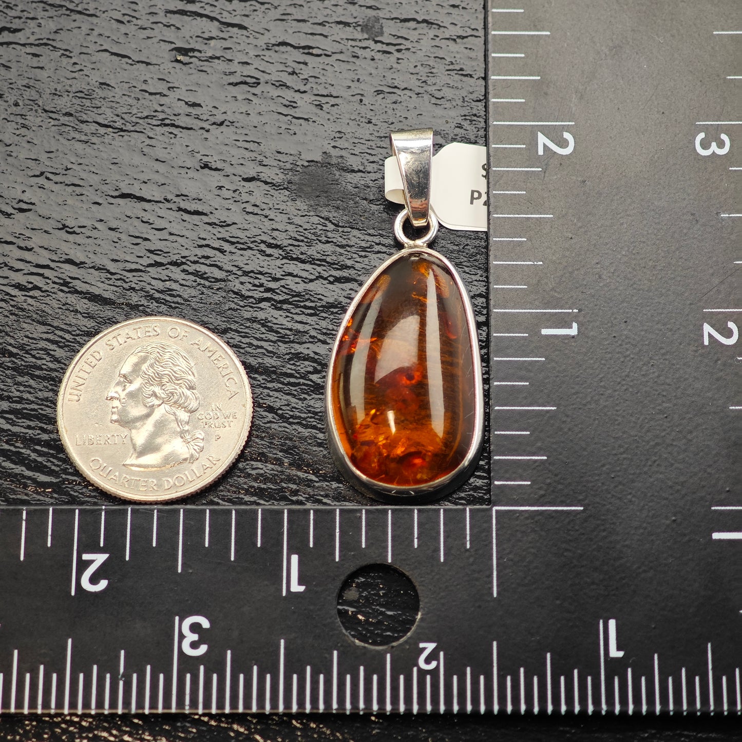 Natural Amber Pendant Sterling Silver P2927