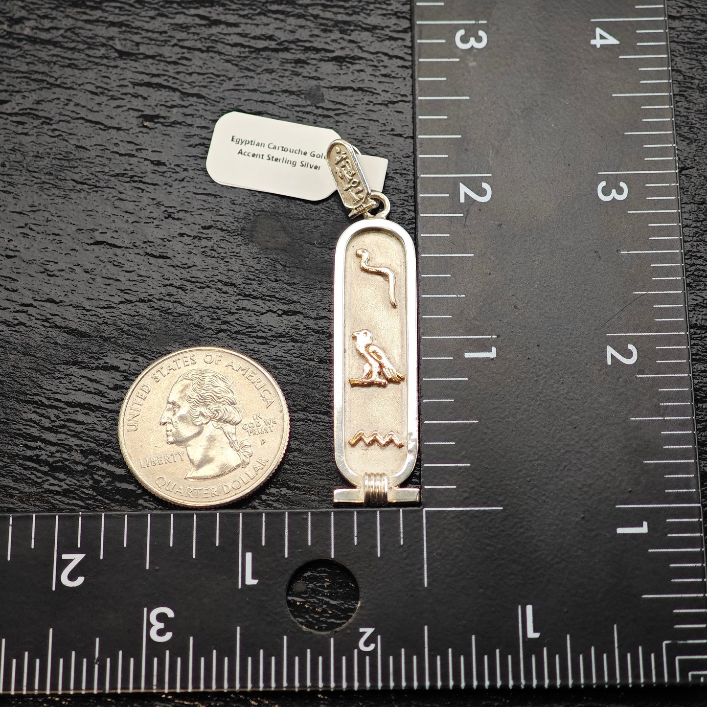 Egyptian Cartouche Gold Accent Sterling Silver P2931