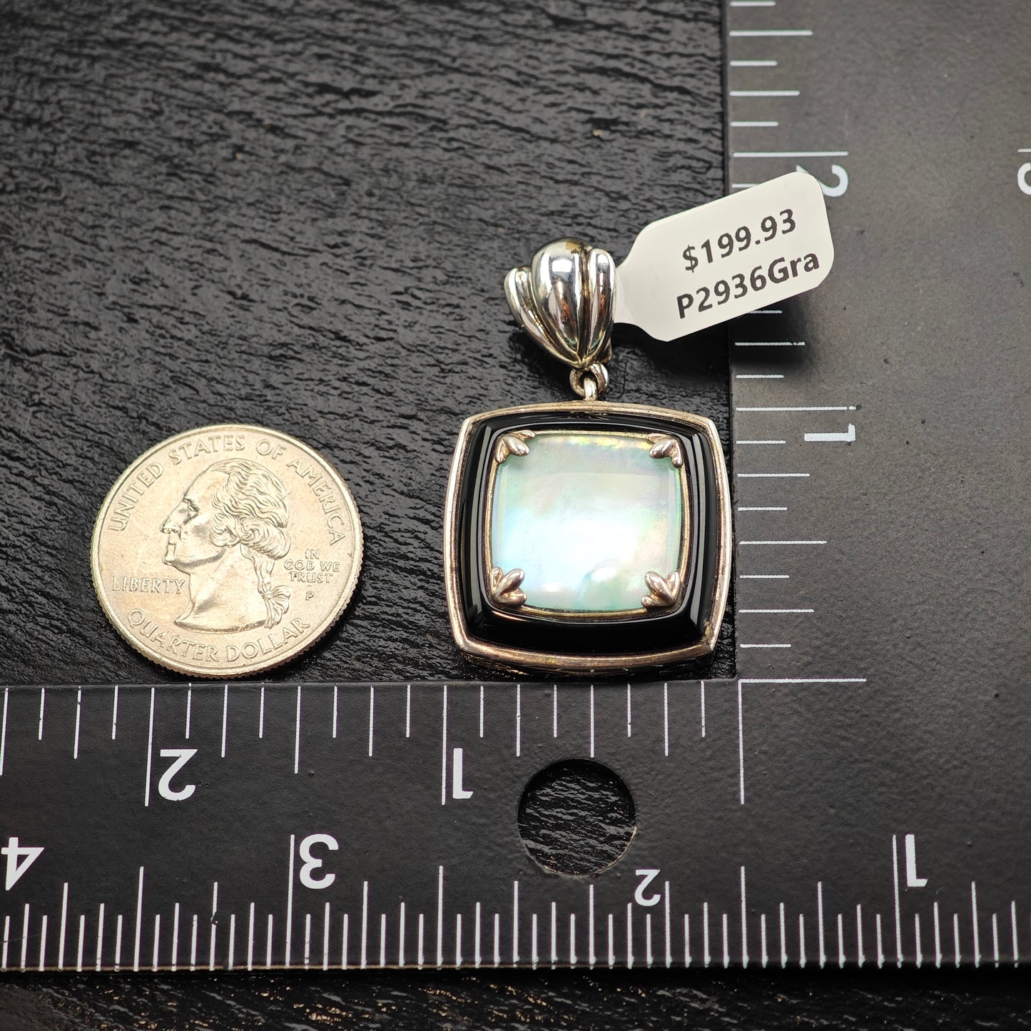 Vintage Whitney Kelly Mother of Pearl Pendant Sterling Silver P2936