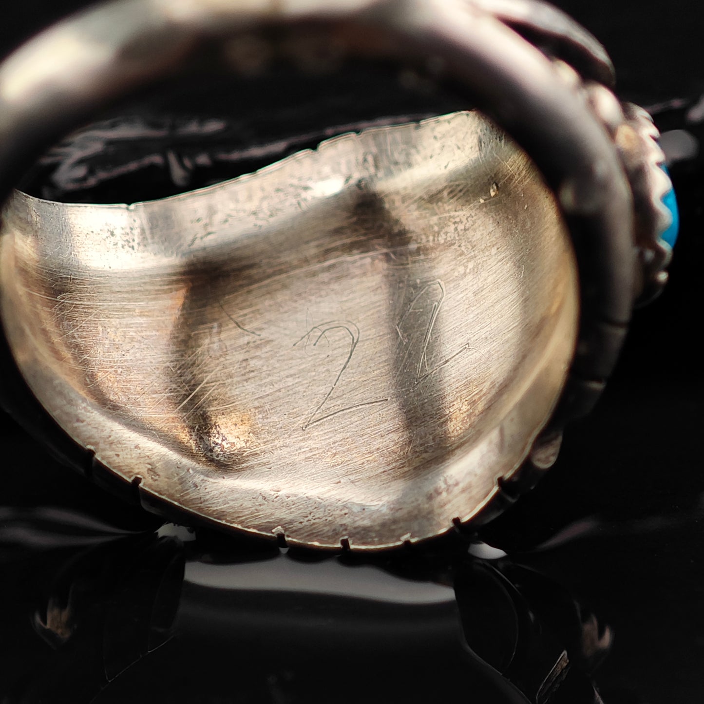 Native American Turquoise Band Ring Sterling Silver Sz 8 1/2 R6415