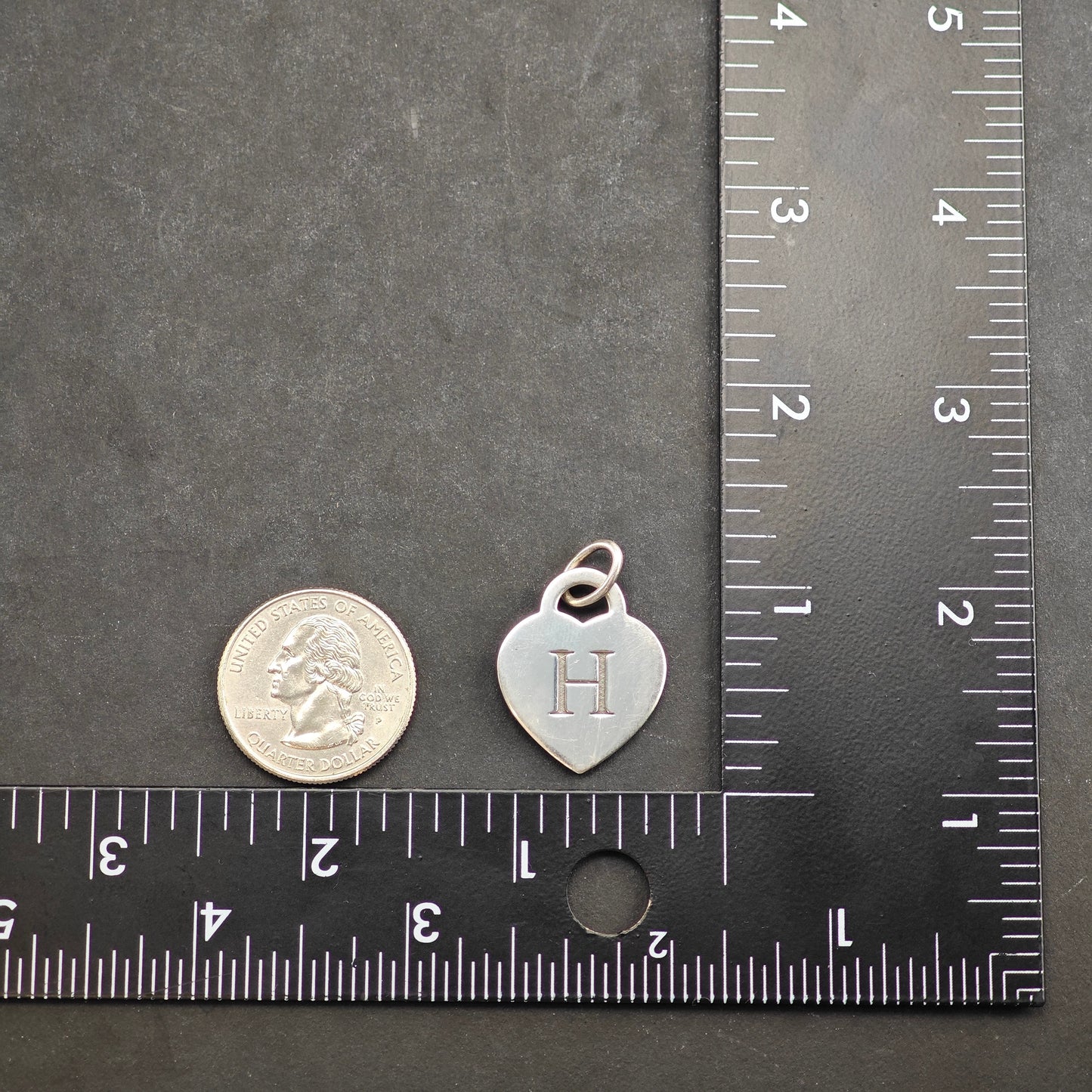 Tiffany & Co, Heart Tag Pendant, Initial H Sterling Silver