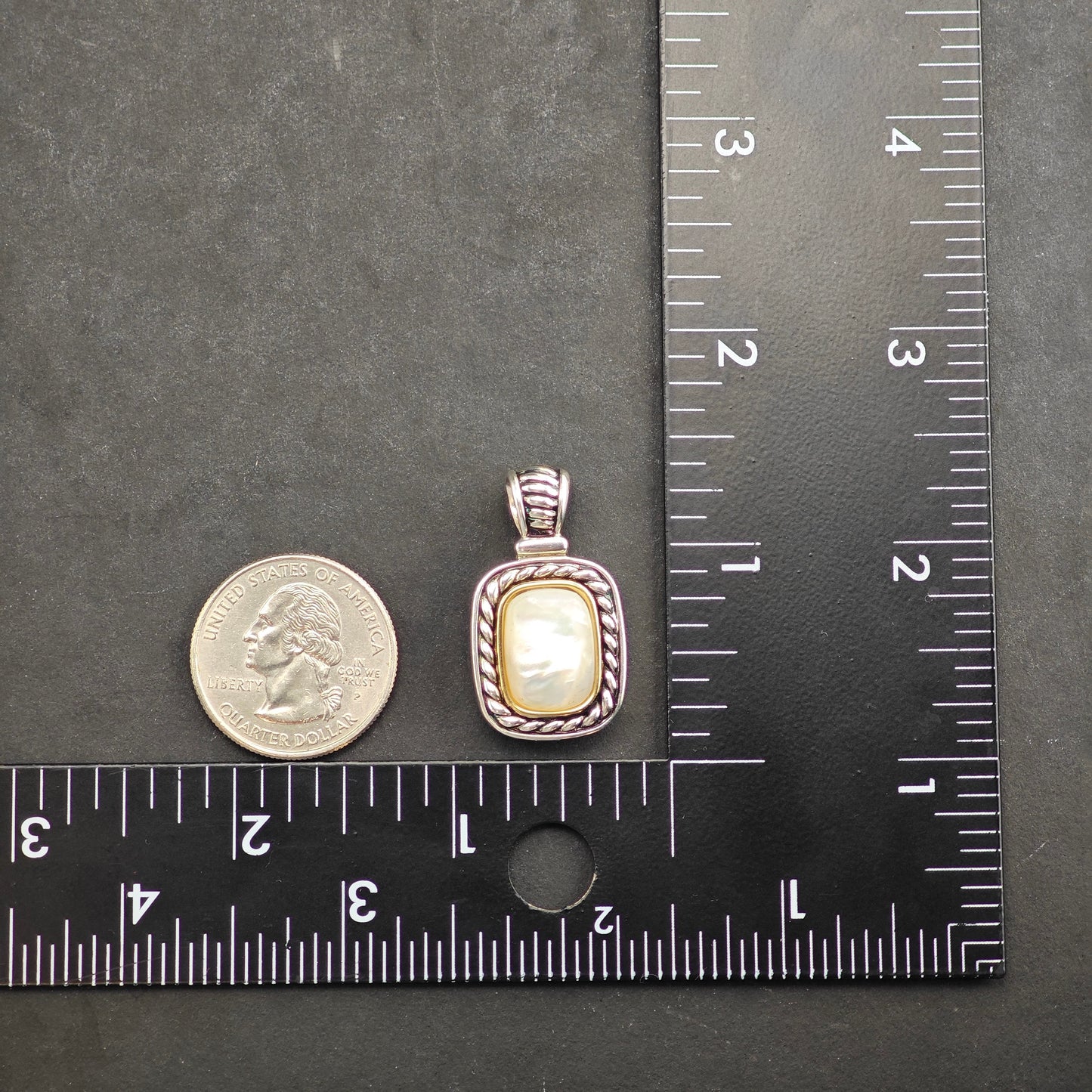 MOP 14K Gold Accent Pendant Sterling Silver