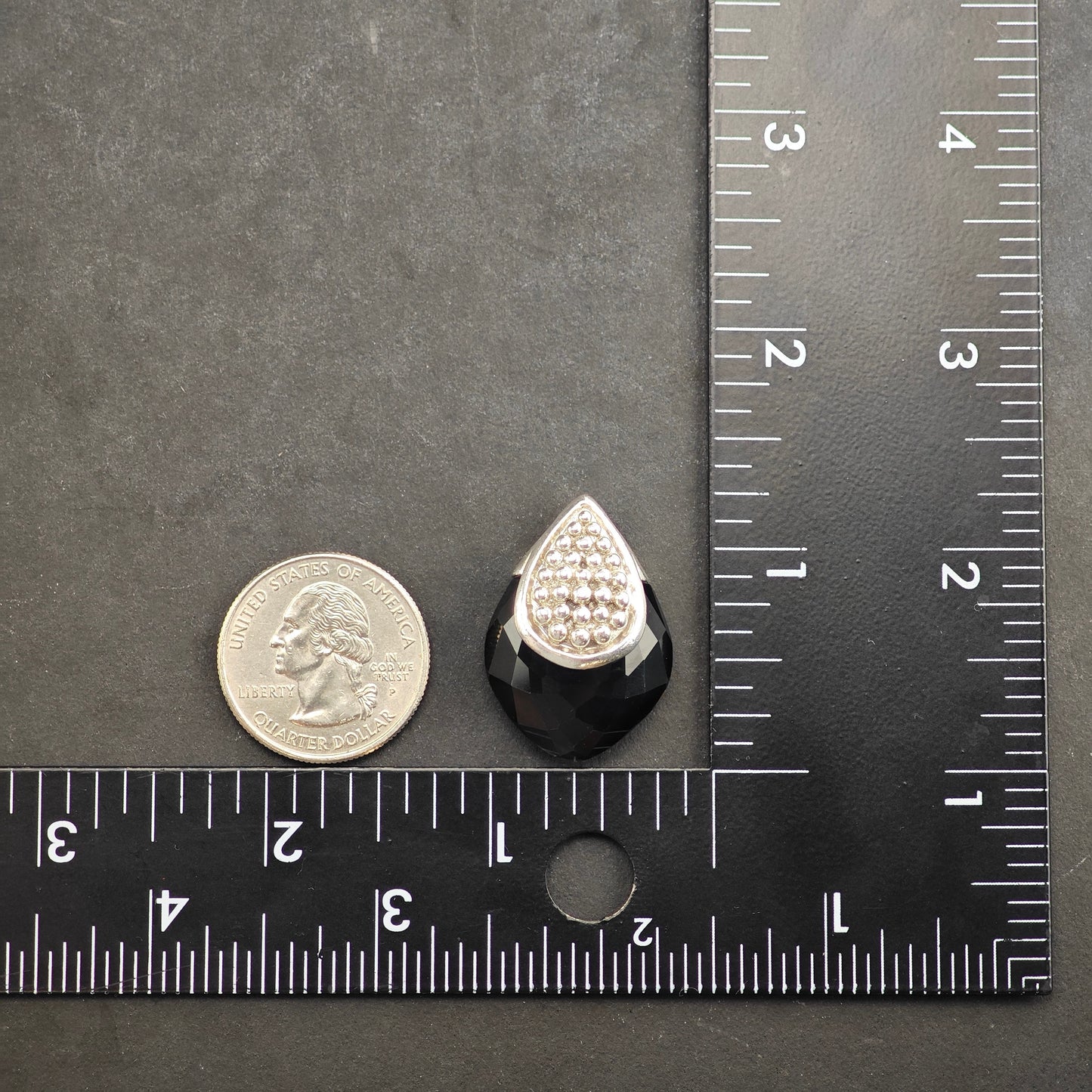 Lagos Faceted Onyx Pendant Sterling Silver