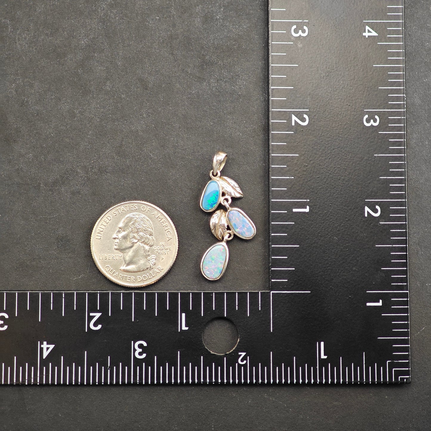 Opal Doublet Leaf Pendant Sterling Silver