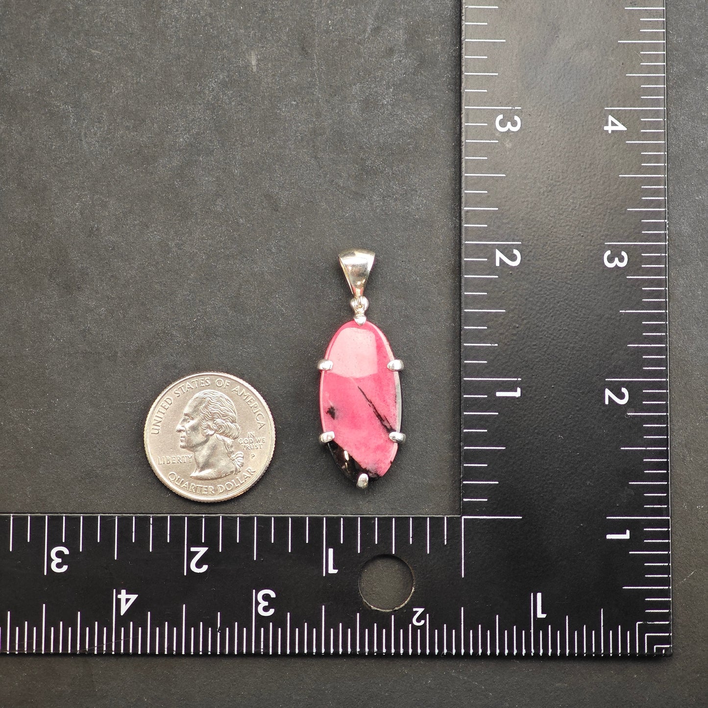 Rhodonite Oval Pendant Sterling Silver
