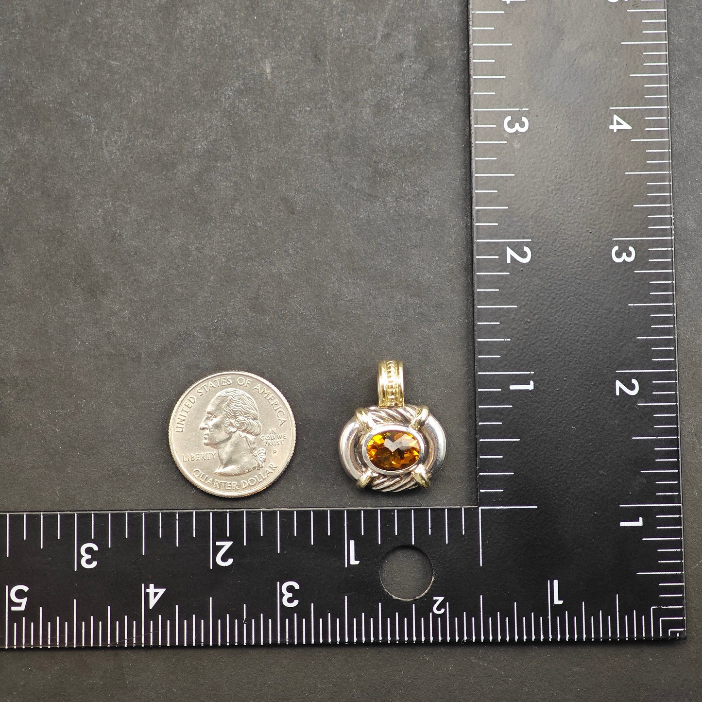 David Yurman Citrine 14k Gold Accent Pendant Sterling Silver P2985