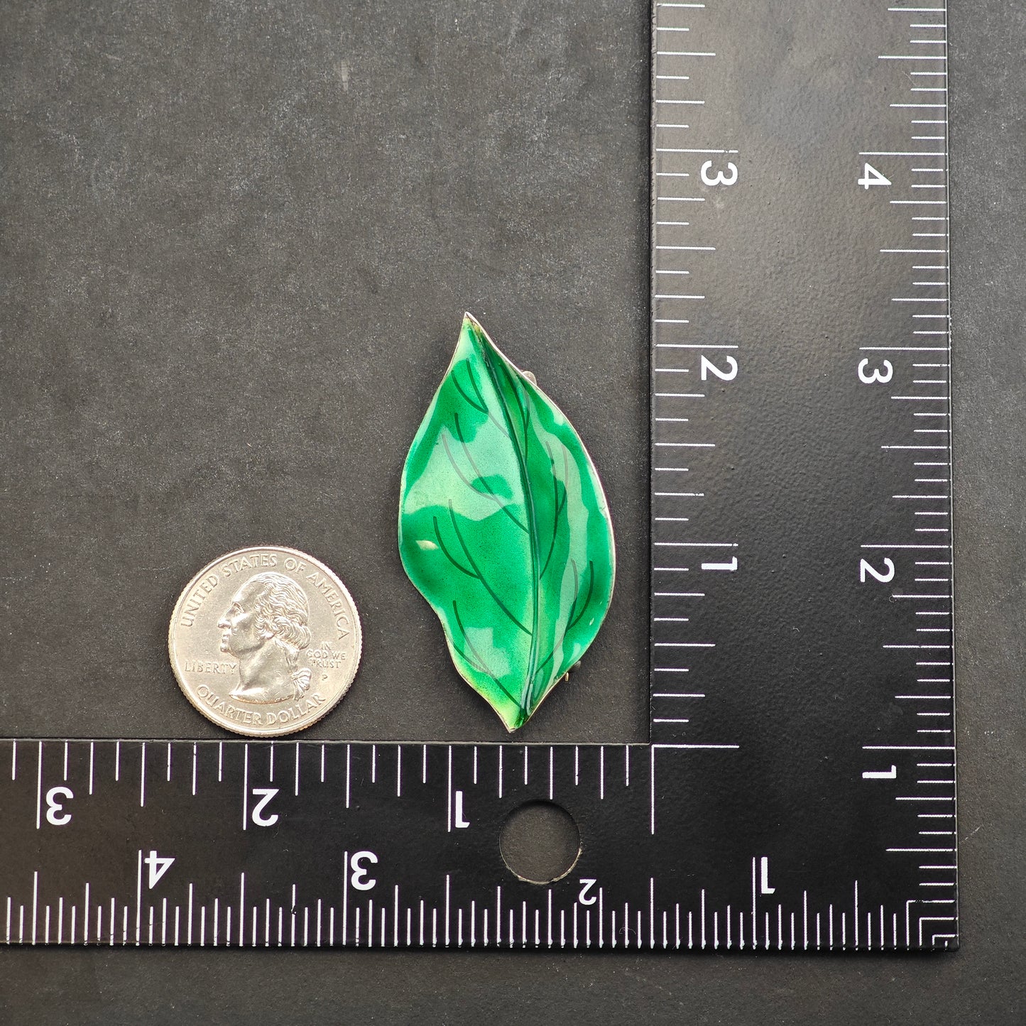 Denmark Enamel Leaf Brooch Sterling Silver B2161