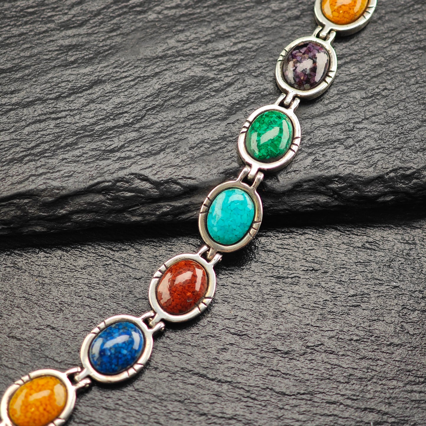 Carolyn Pollack Multi-Stone Bracelet Sterling Silver Sz 7" BR3051