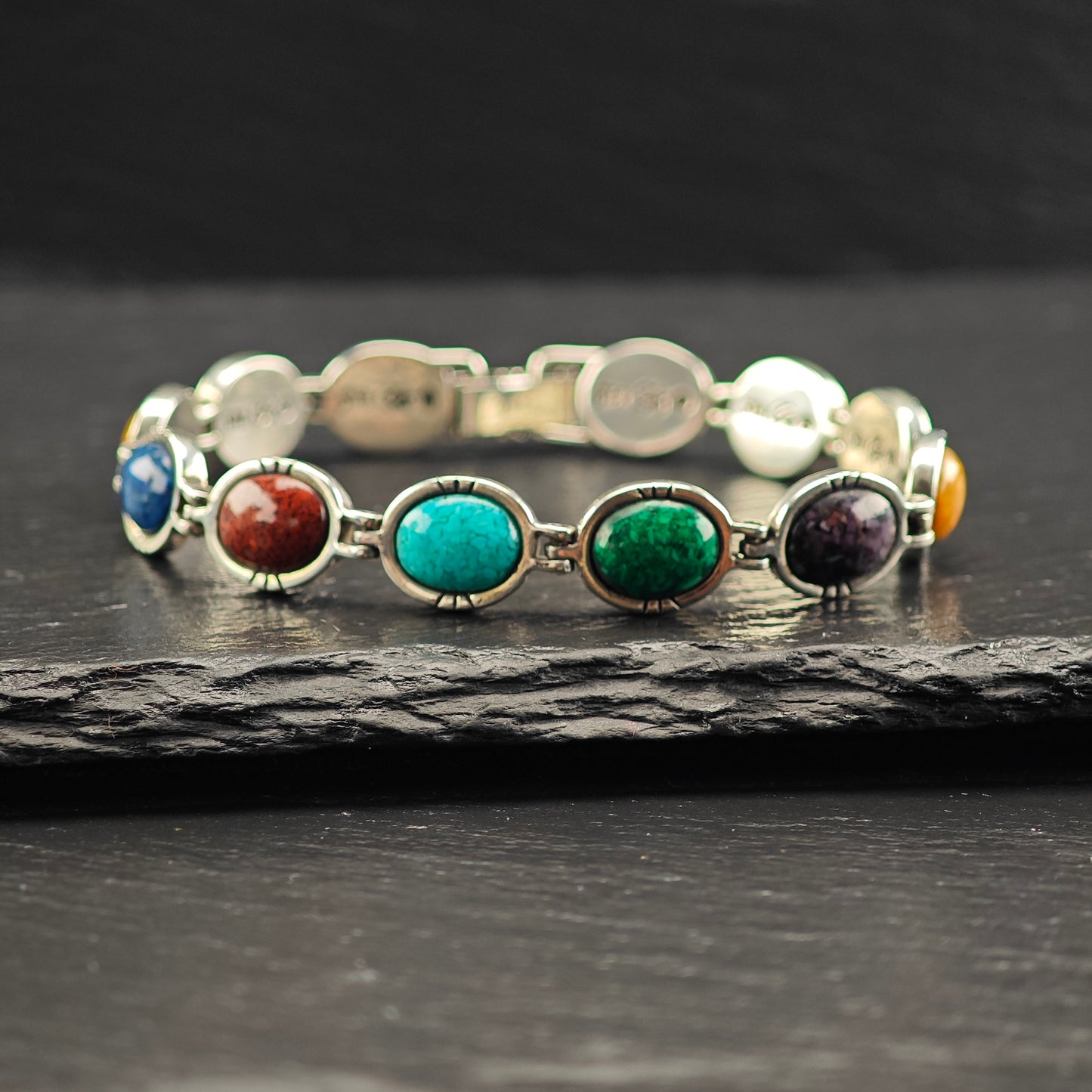 Carolyn Pollack Multi-Stone Bracelet Sterling Silver Sz 7" BR3051