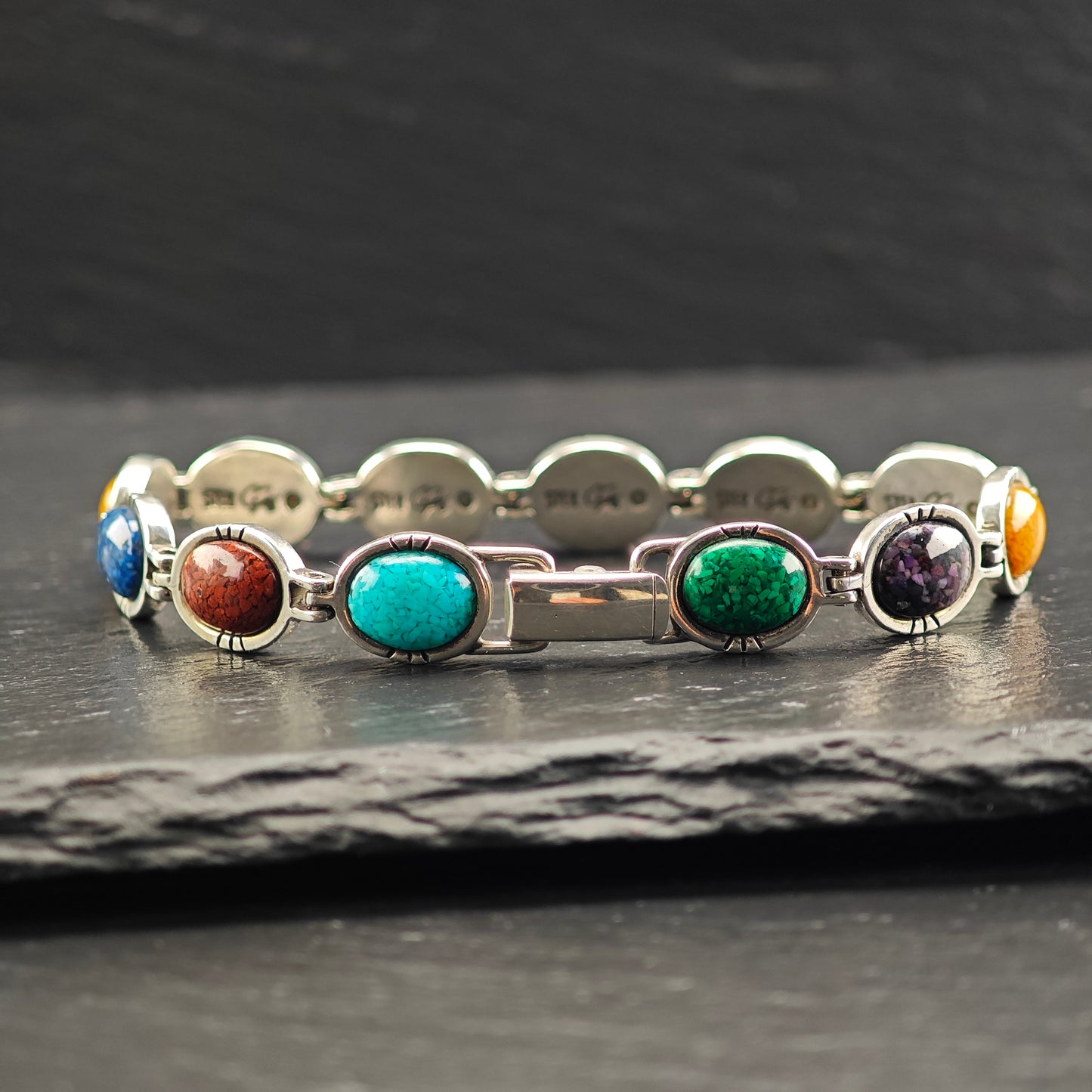 Carolyn Pollack Multi-Stone Bracelet Sterling Silver Sz 7" BR3051