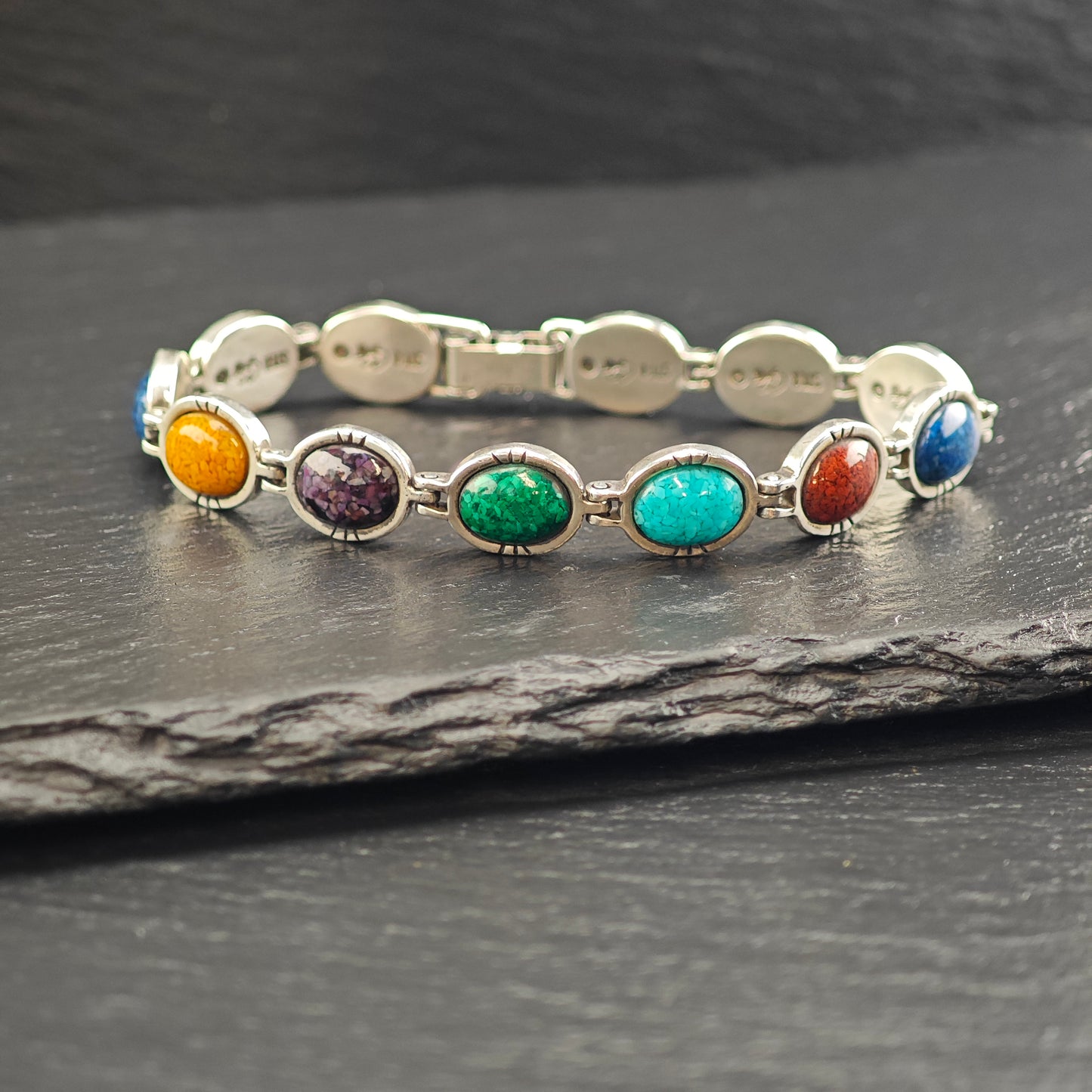 Carolyn Pollack Multi-Stone Bracelet Sterling Silver Sz 7" BR3051