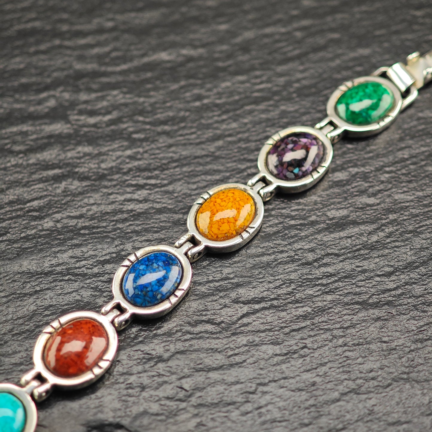 Carolyn Pollack Multi-Stone Bracelet Sterling Silver Sz 7" BR3051