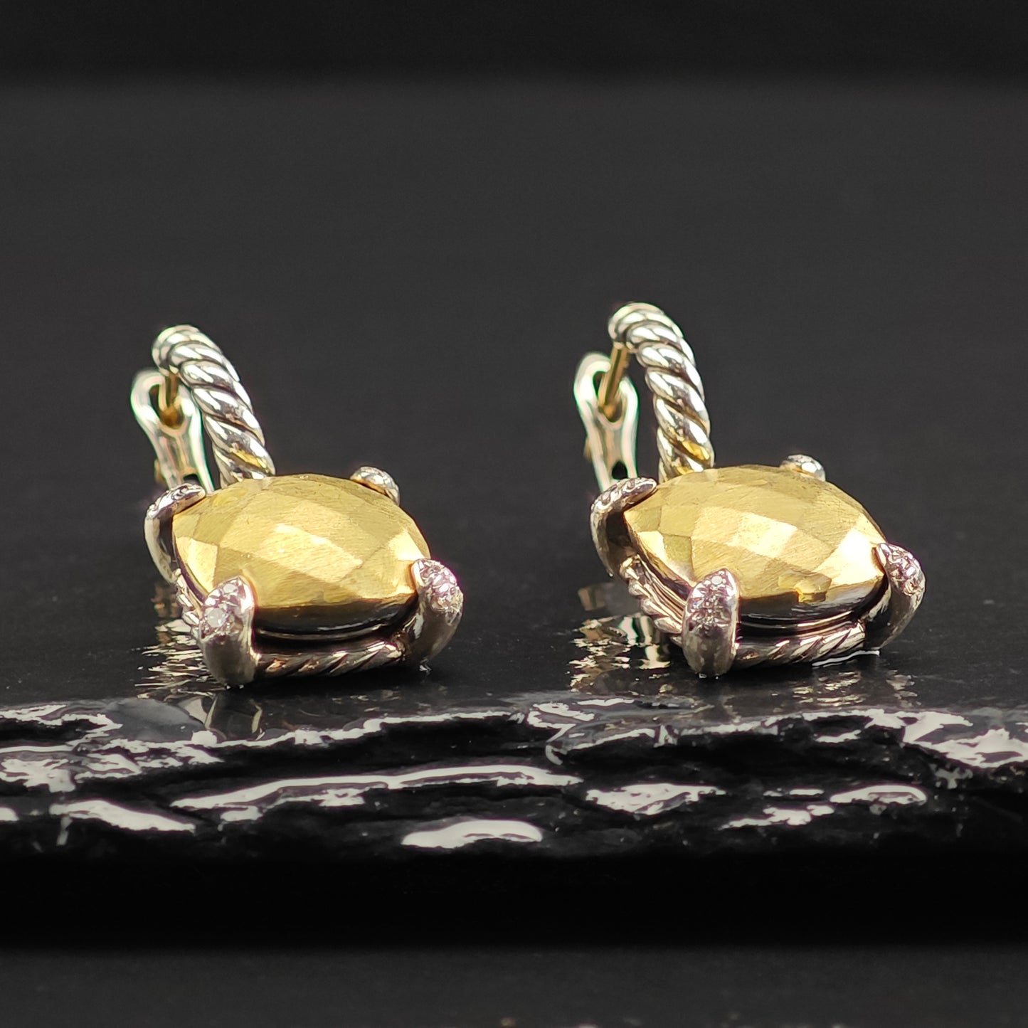 Vintage David Yurman Diamond Chatelaine Bonded 18k Gold ER3012