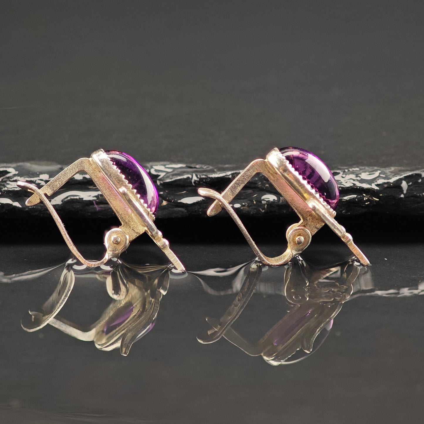 Vintage Amethyst 500 Silver Sterling Silver Latch Back Earrings ER3014