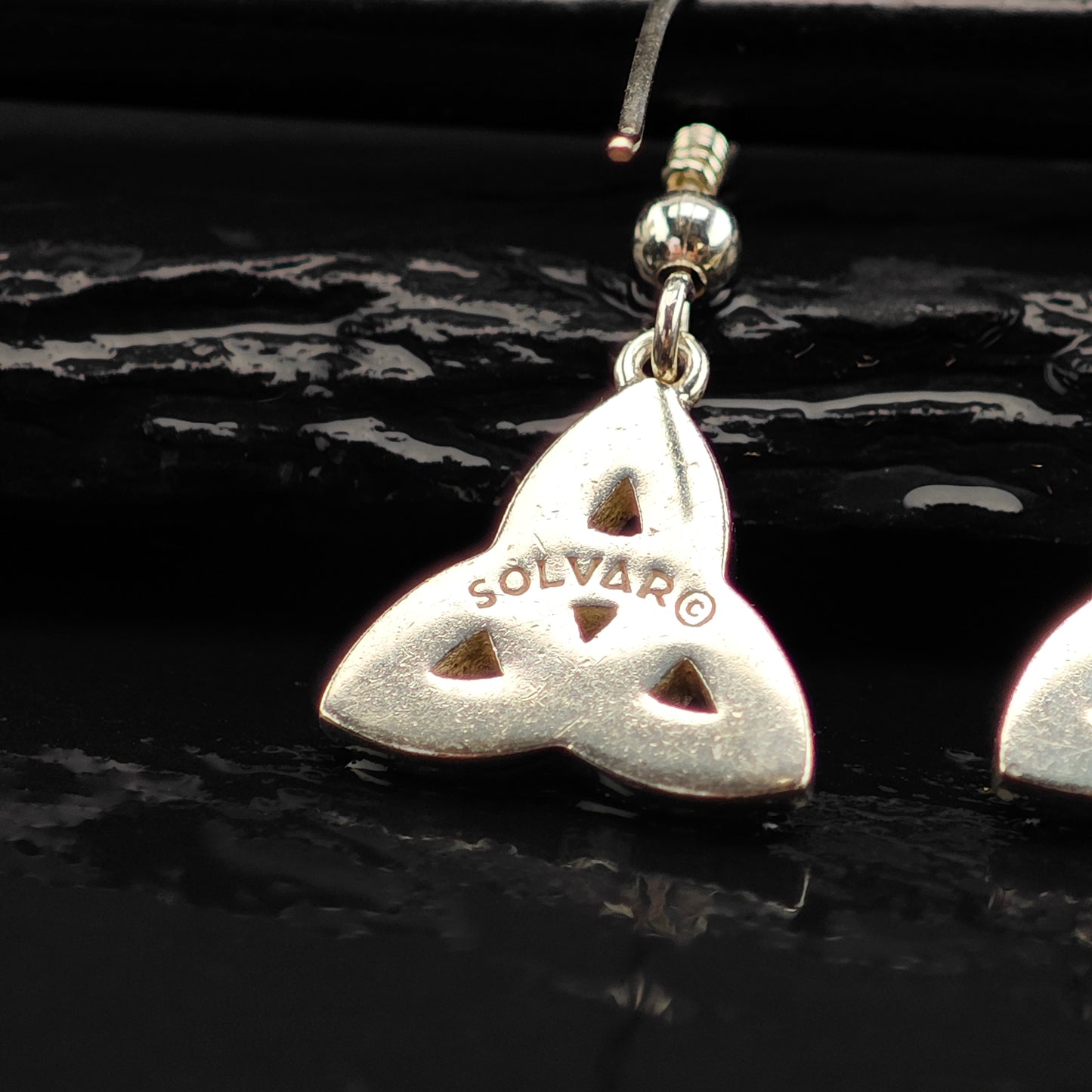 Solvar Connemara Marble Trinity Knot Sterling Silver Hook/Dangle Earrings ER3016