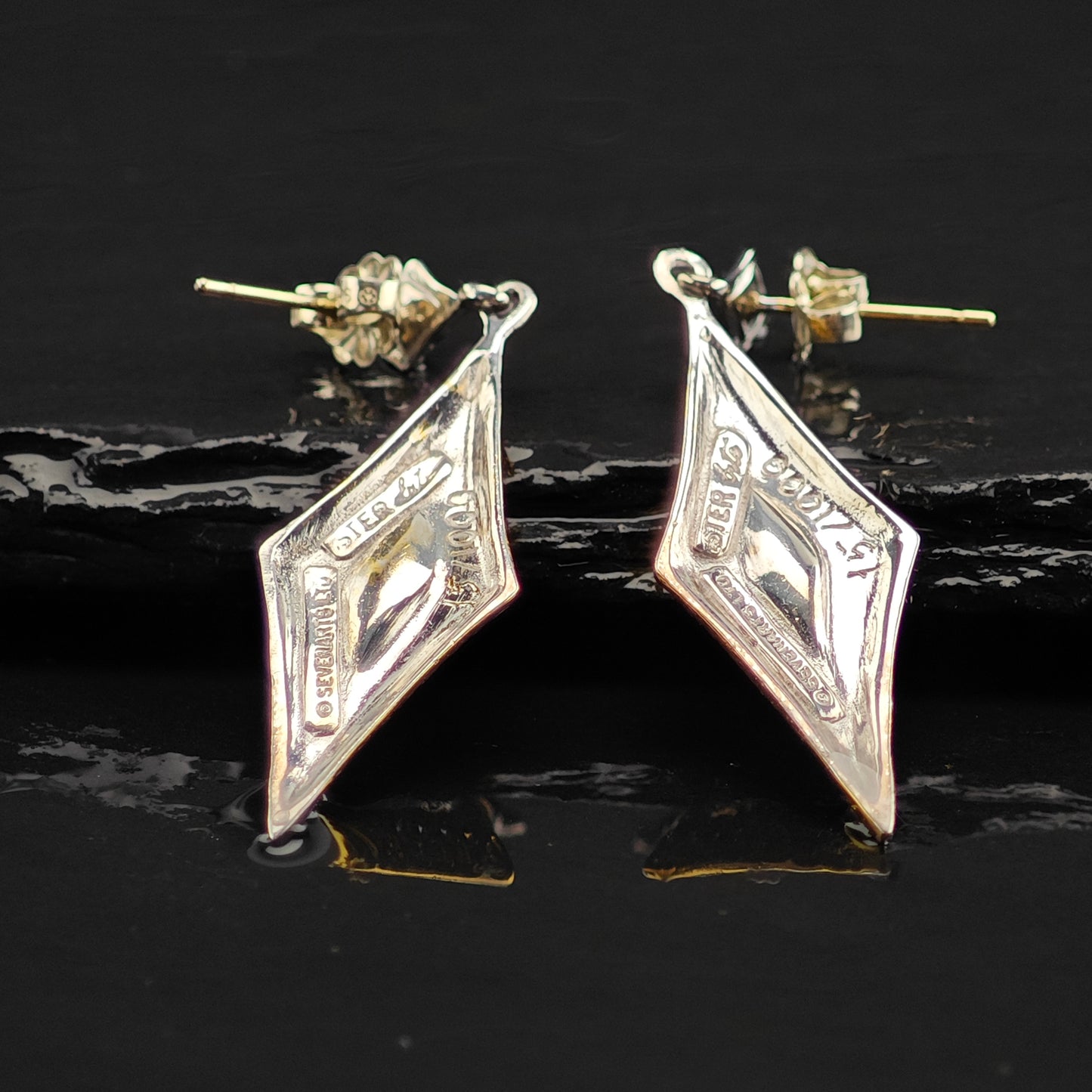 Vintage Erte CZ Gold Plated Sterling Silver Stud/Dangle Earrings ER3017