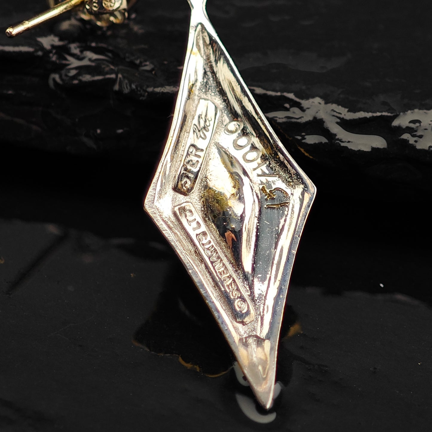 Vintage Erte CZ Gold Plated Sterling Silver Stud/Dangle Earrings ER3017