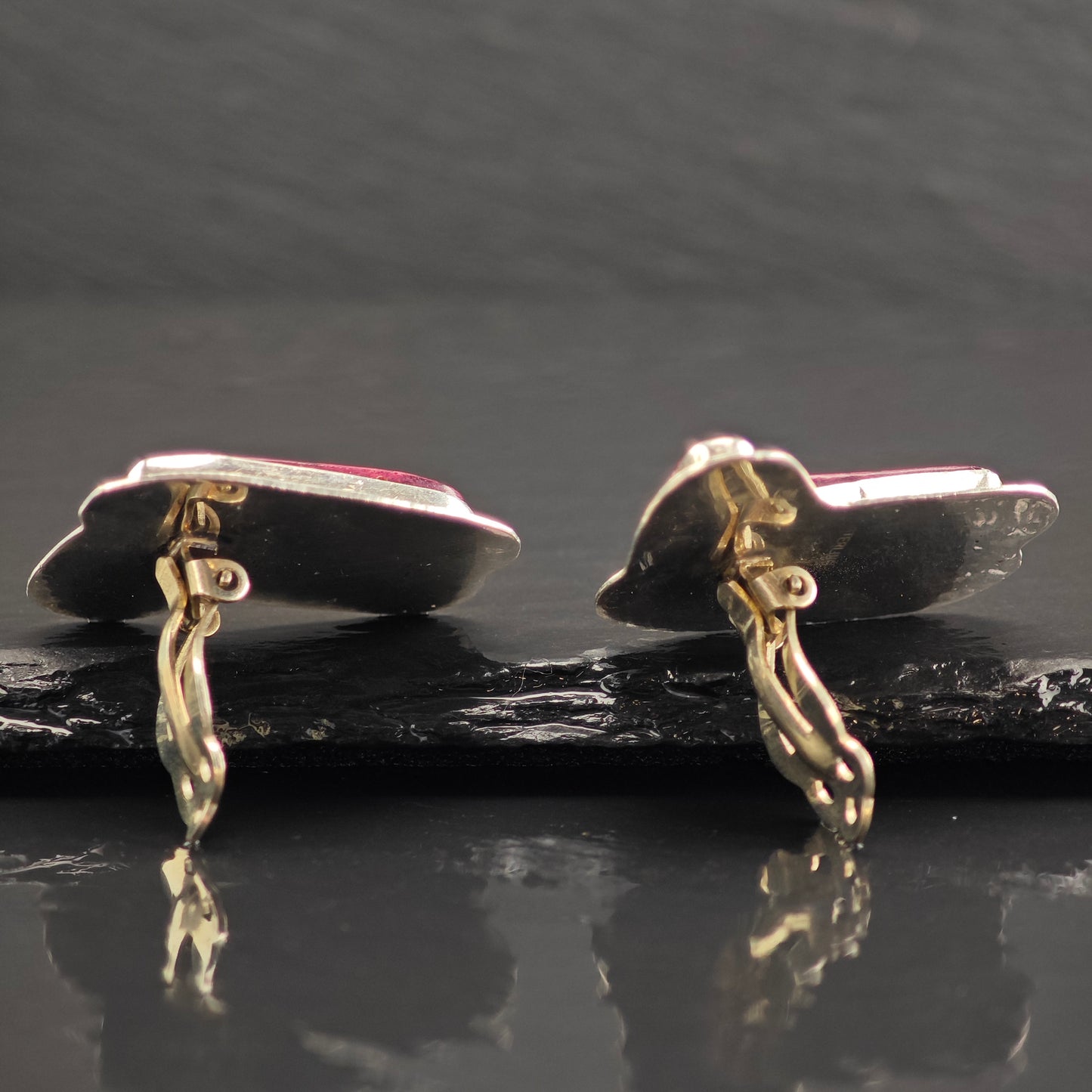 Vintage SW Purple Spiny Oyster Shell Sterling Silver Clip On Earrings ER3020