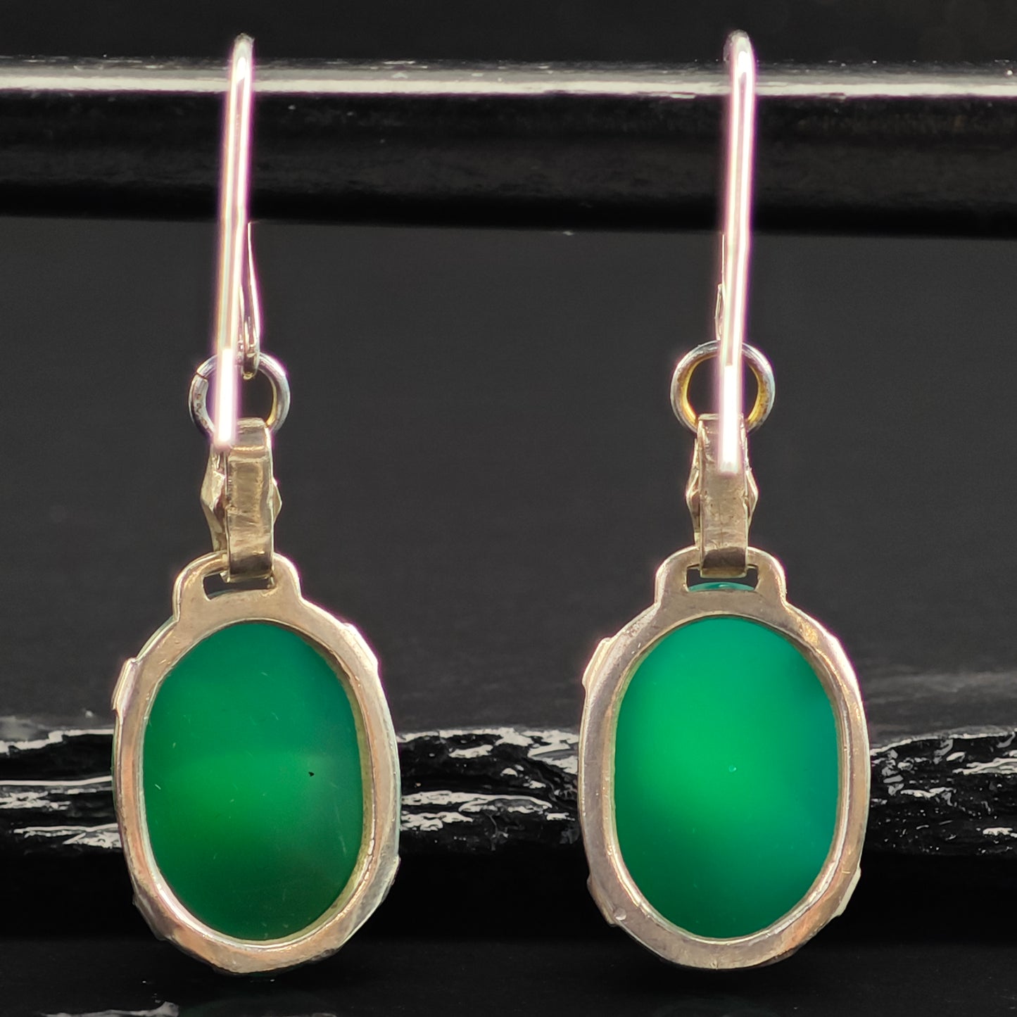 Vintage Chrysoprase Sterling Silver Hook/Dangle Earrings ER3023
