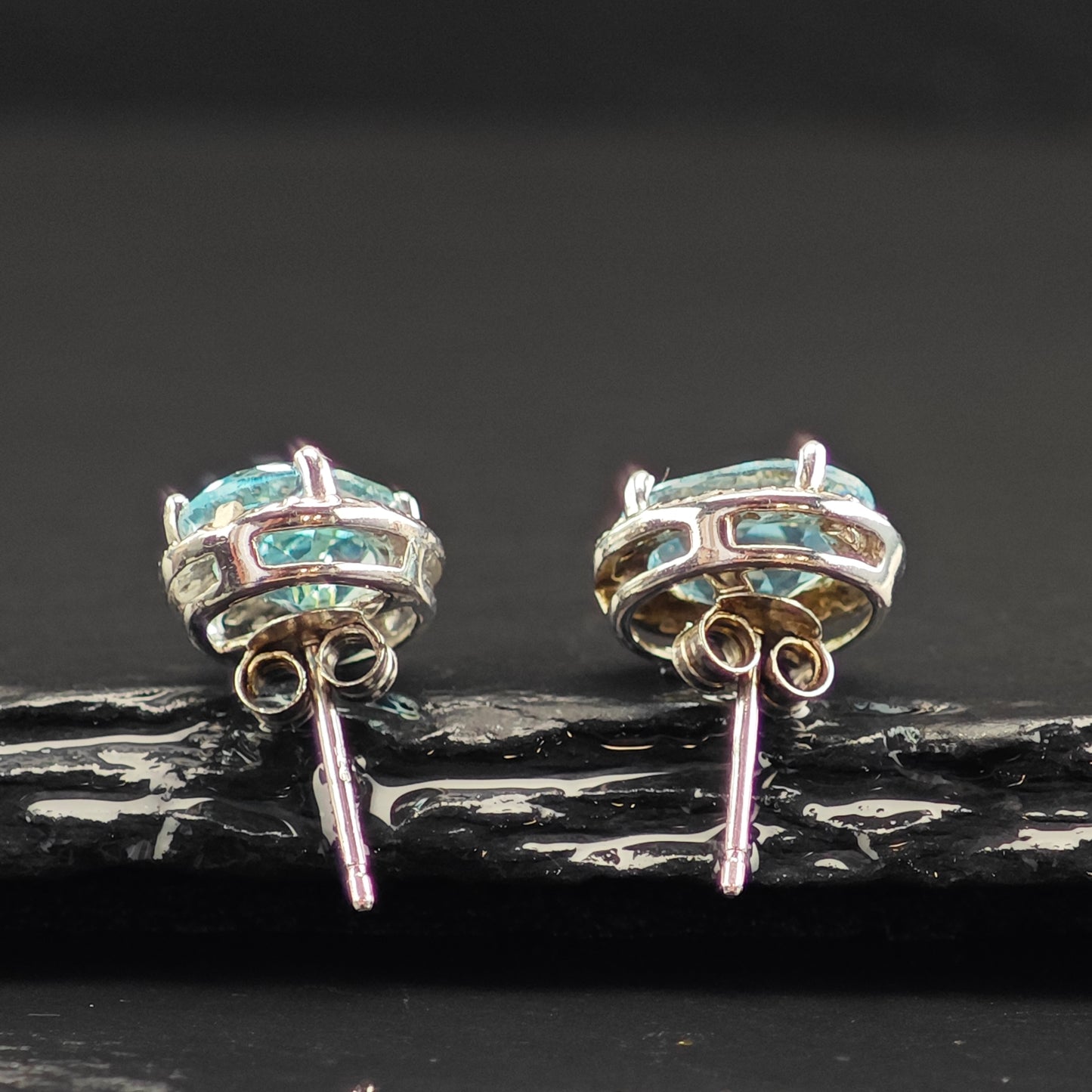Vintage Topaz Oval Sterling Silver Stud/Dangle Earrings ER3026