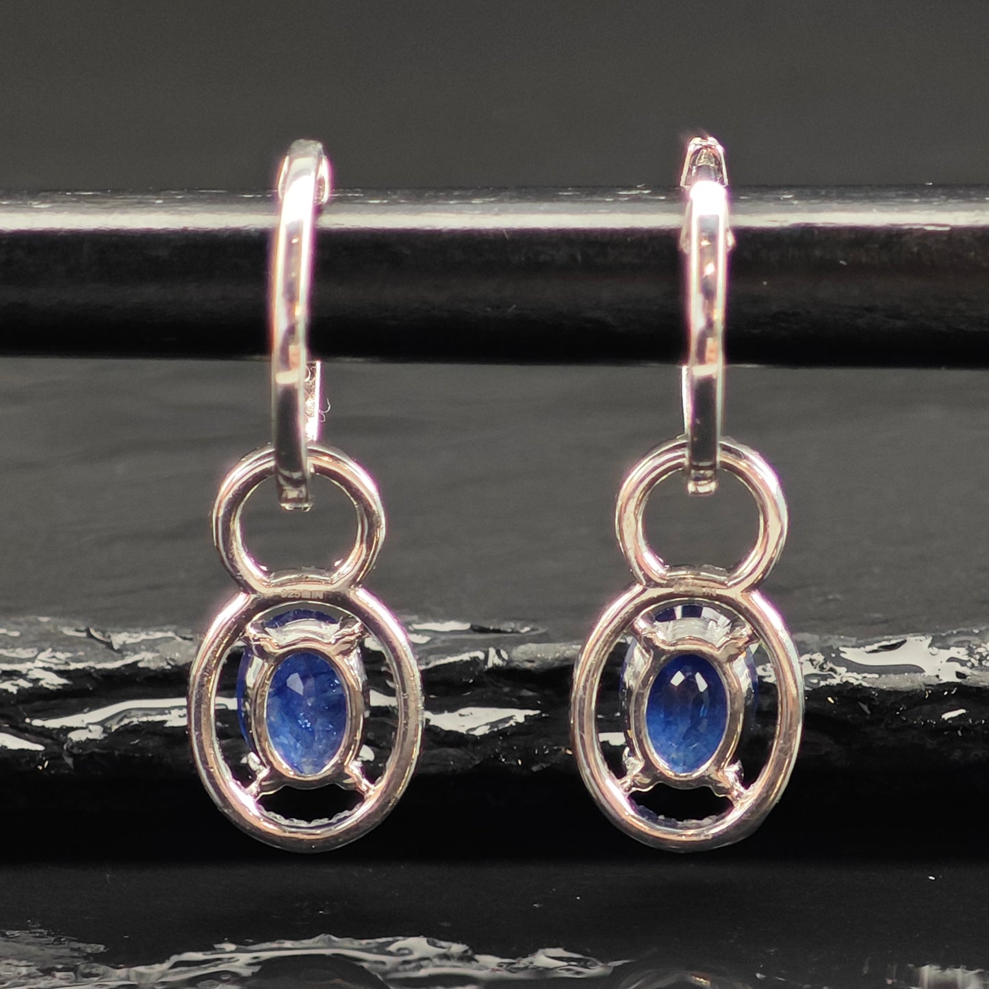 Vintage Treated Sapphires Chocolate Diamonds Sterling Silver Latch Back Earrings ER3027