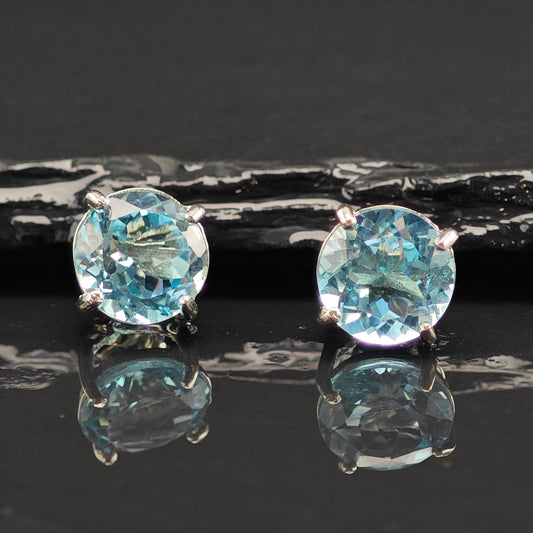 Vintage Topaz Round Sterling Silver Stud Earrings ER3028