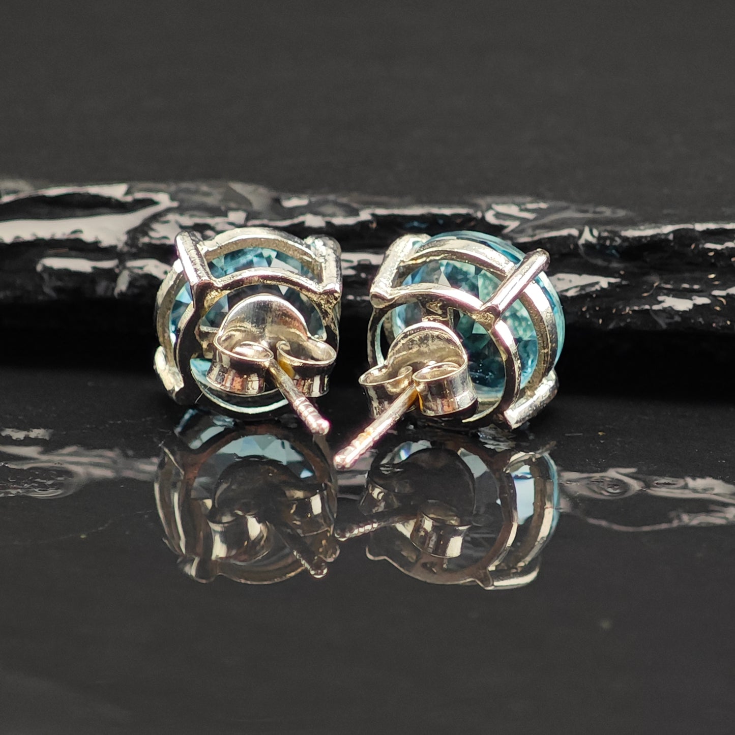 Vintage Topaz Round Sterling Silver Stud Earrings ER3028
